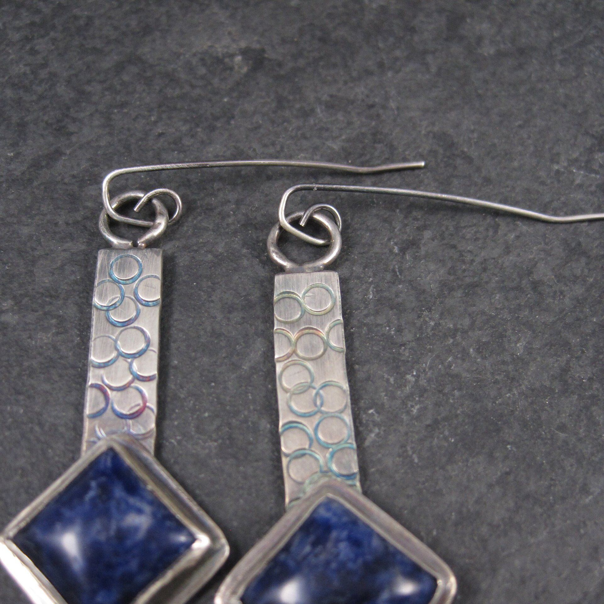 Large Sterling Silver Sodalite Earrings