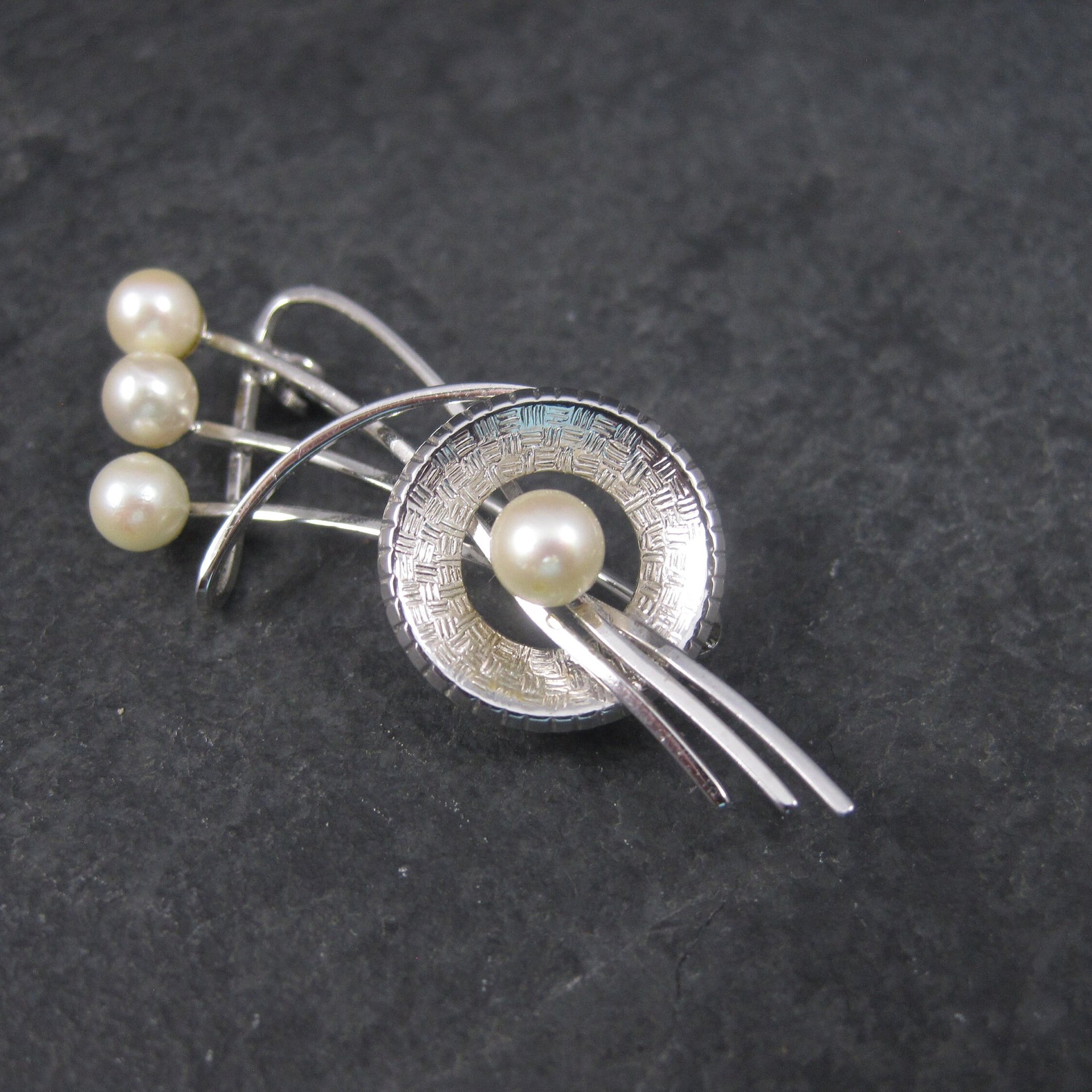 Estate Sterling Pearl Brooch Curtis Jewelry