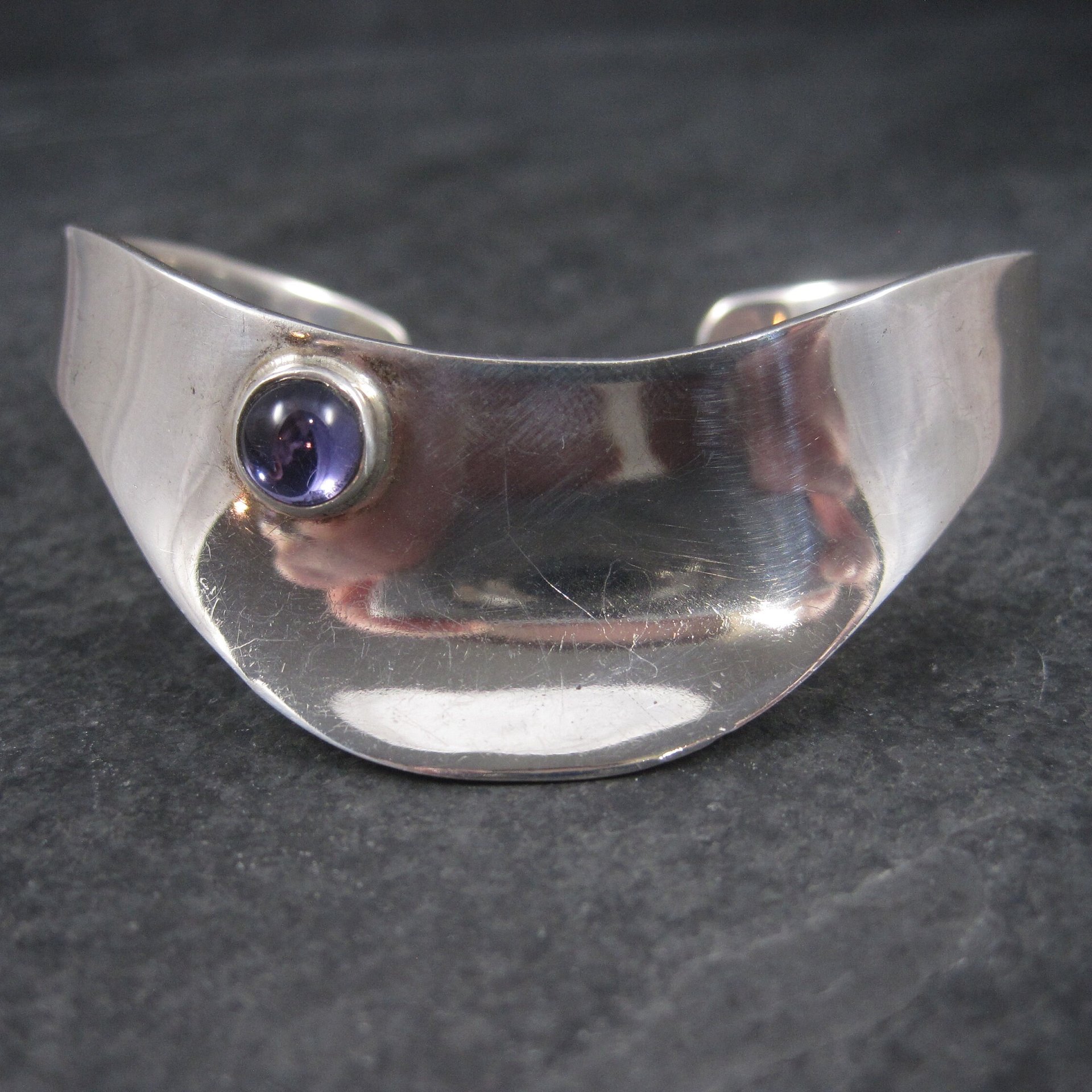 Estate Mexican Sterling Amethyst Cuff Bracelet 6 Inches