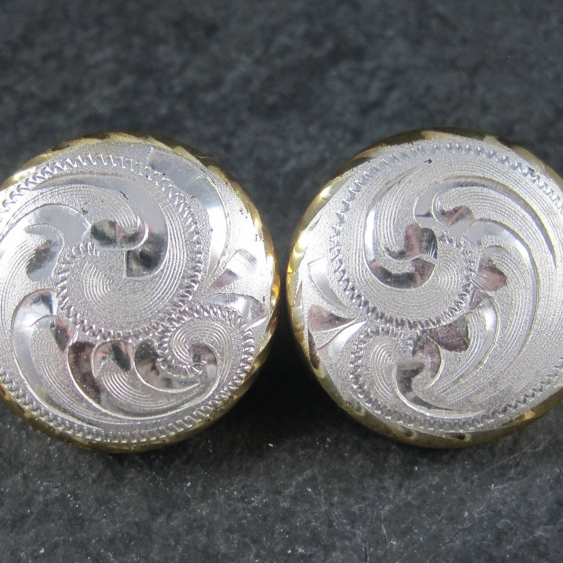 Vintage Western Dome Earrings Estate Sterling Silver Cowgirl Jewelry