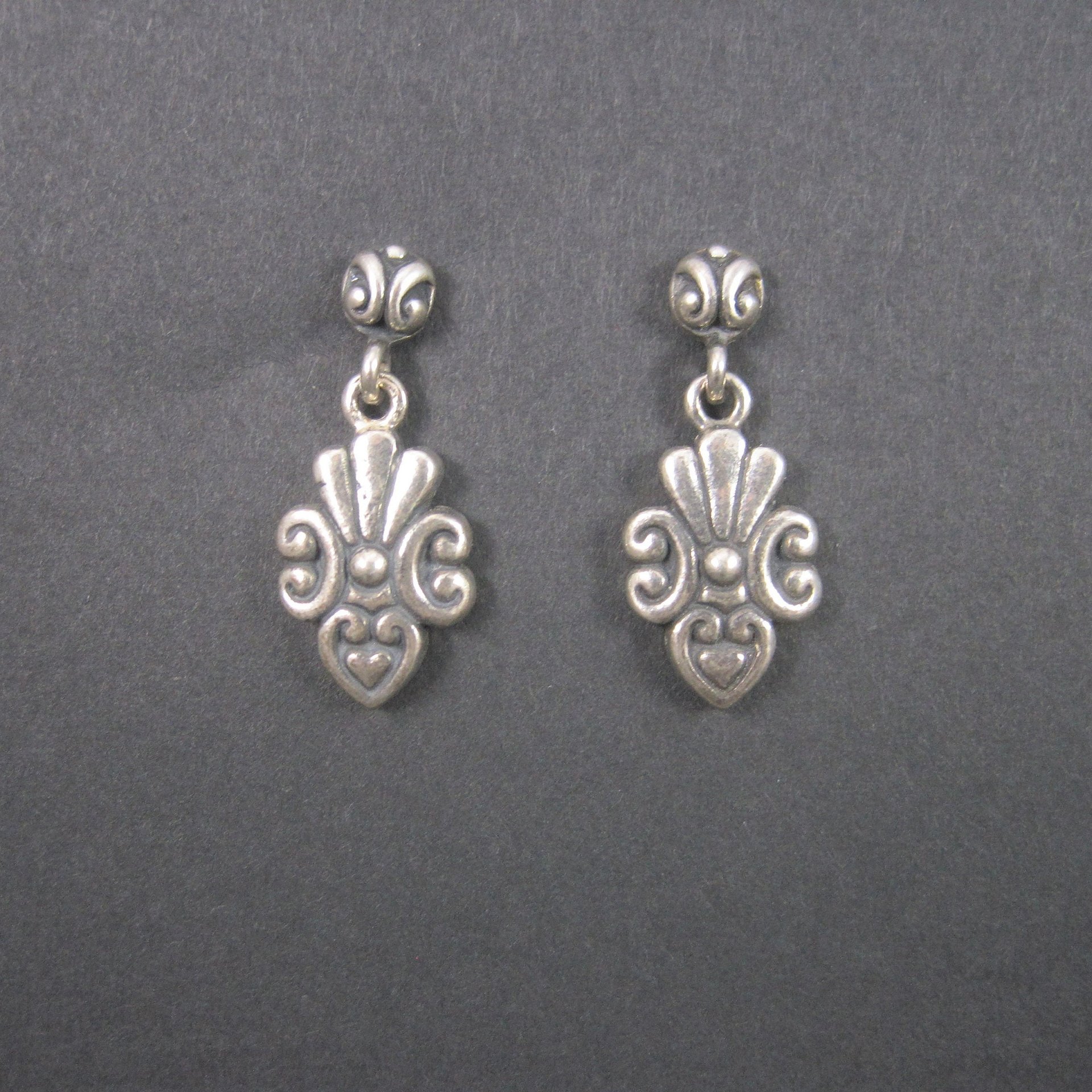 Vintage Sterling Victorian Style Heart Earrings