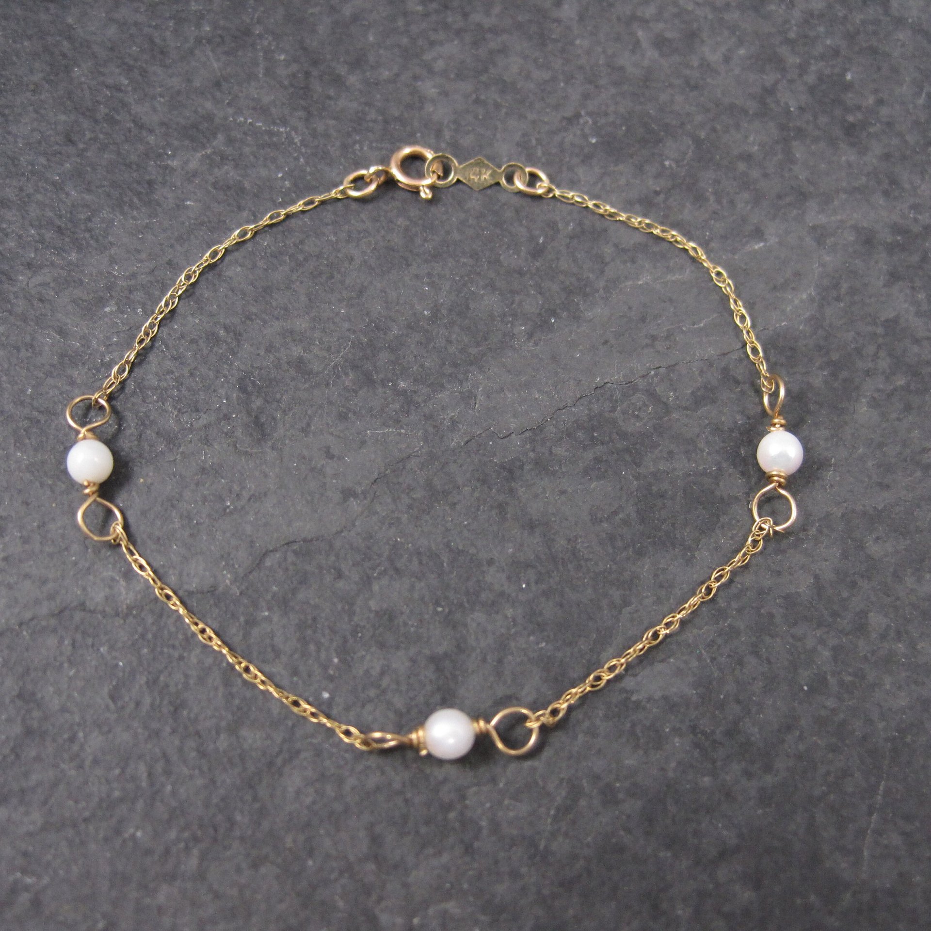 Dainty Vintage 14k Pearl Bracelet 5.5 Inches