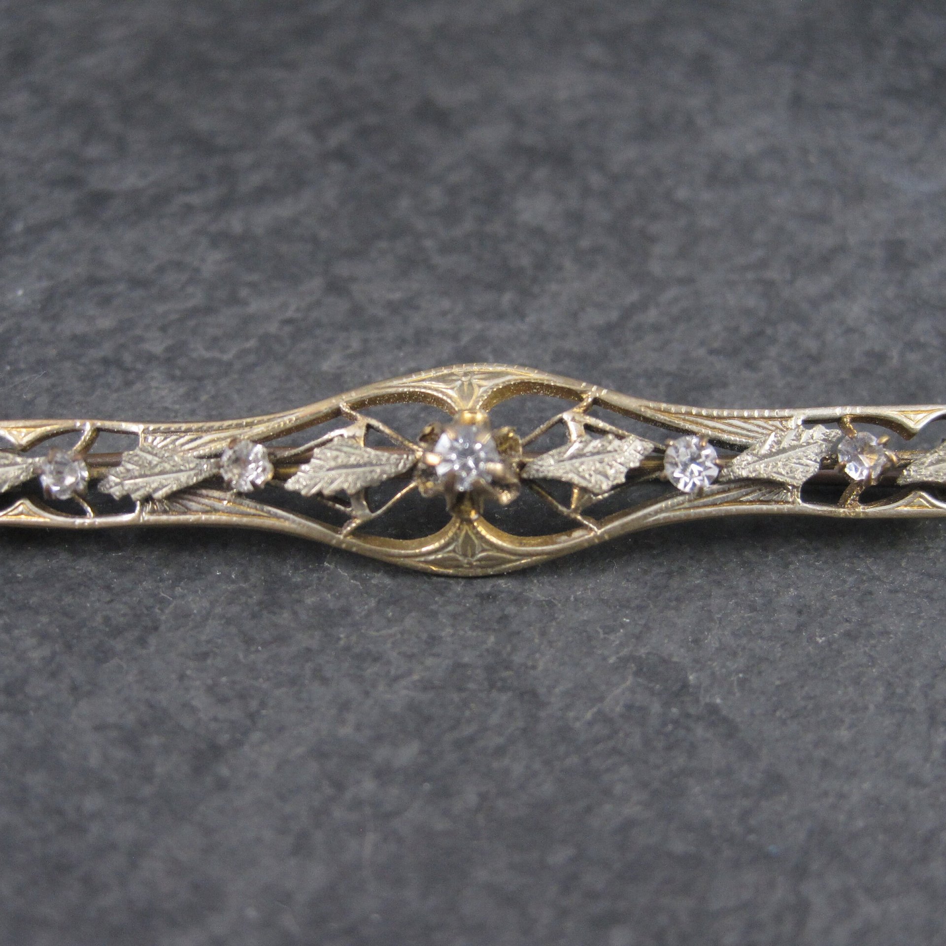 Antique Art Nouveau Rolled Gold Sterling Filigree Paste Diamond Brooch Sturdevant & Whiting