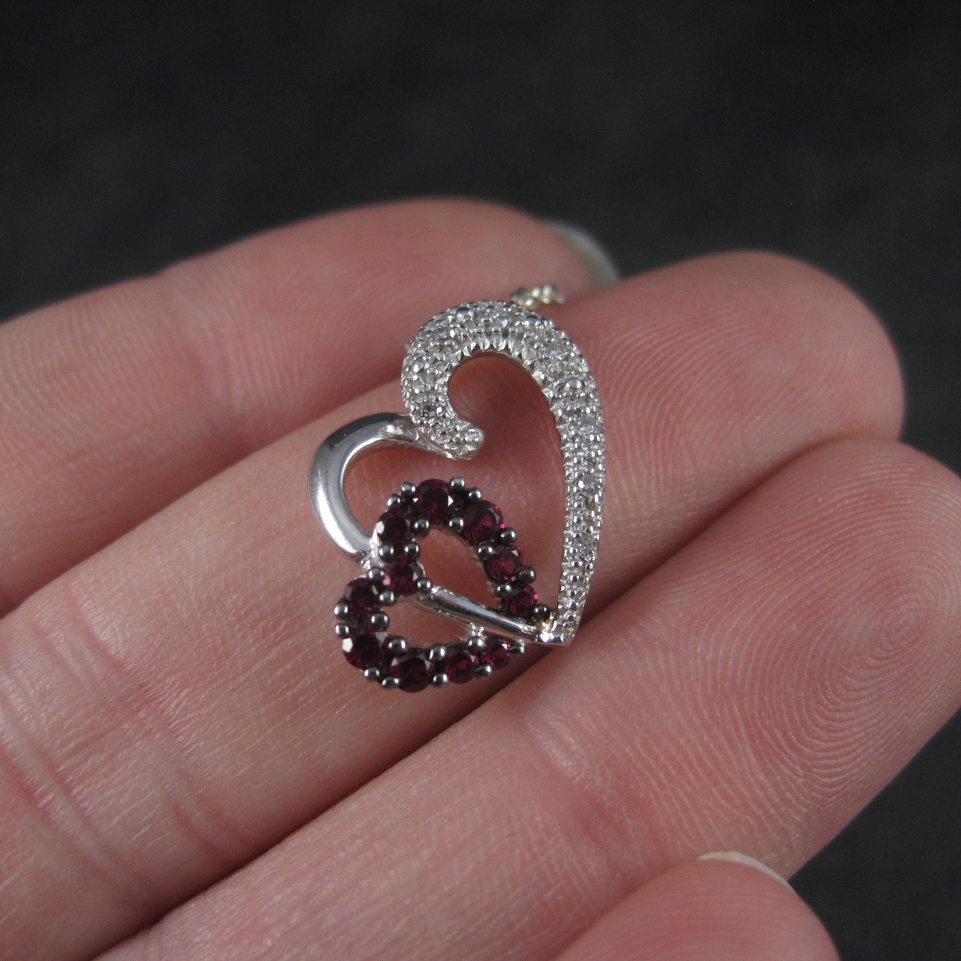 10K Pink Sapphire Diamond Heart Pendant