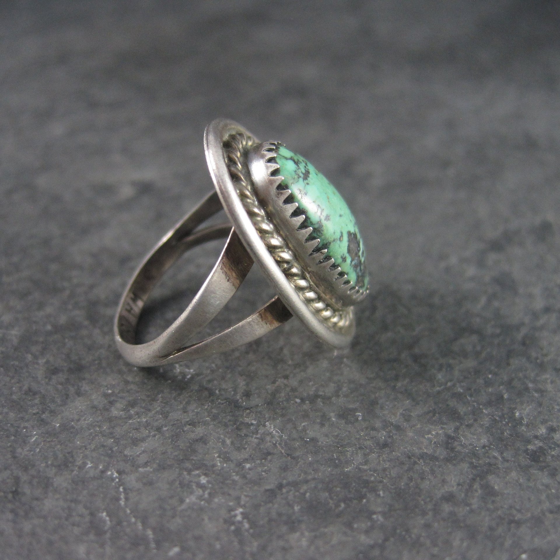 Vintage Sterling Navajo Green Turquoise Ring Size 6.5 Sarah Watson