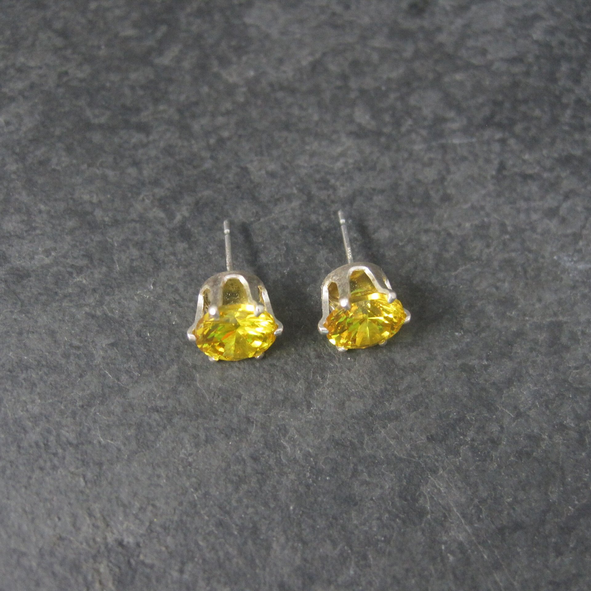 Yellow Birthstone Sterling Stud Earrings 8mm
