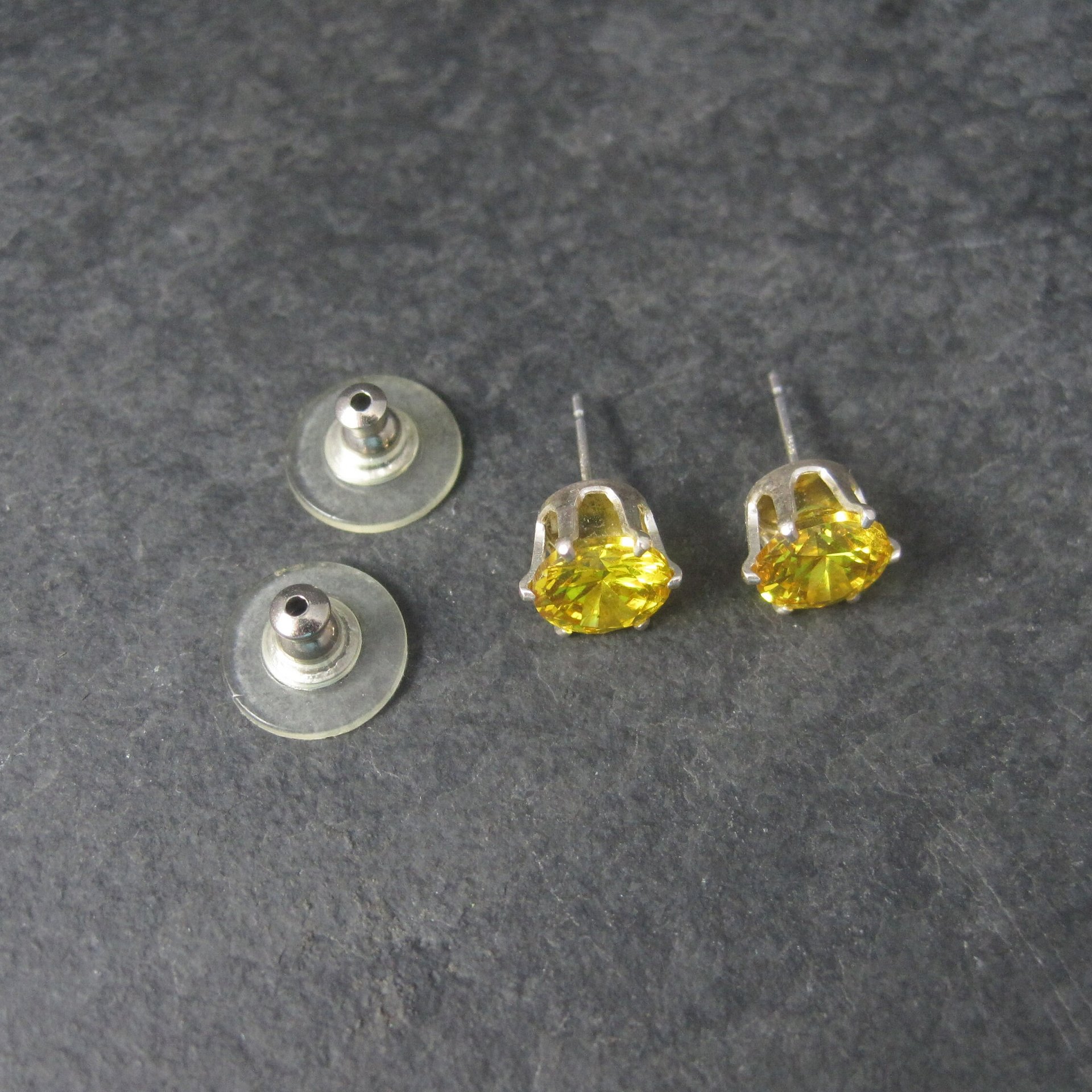 Yellow Birthstone Sterling Stud Earrings 8mm