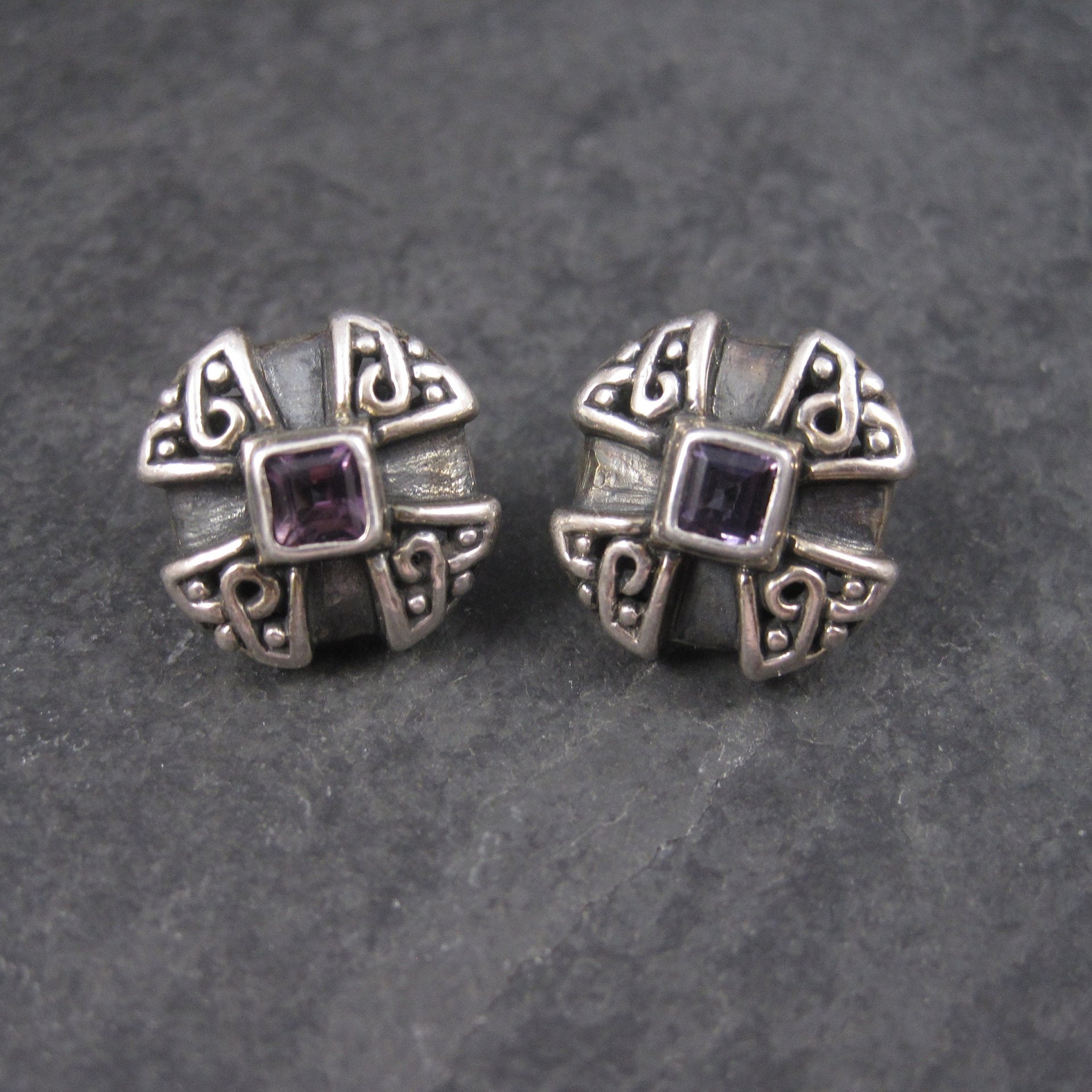 Vintage Sterling Amethyst Earrings