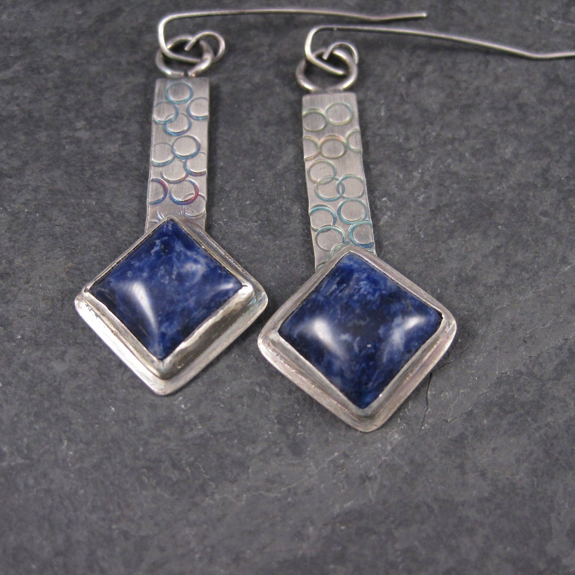 Large Sterling Silver Sodalite Earrings