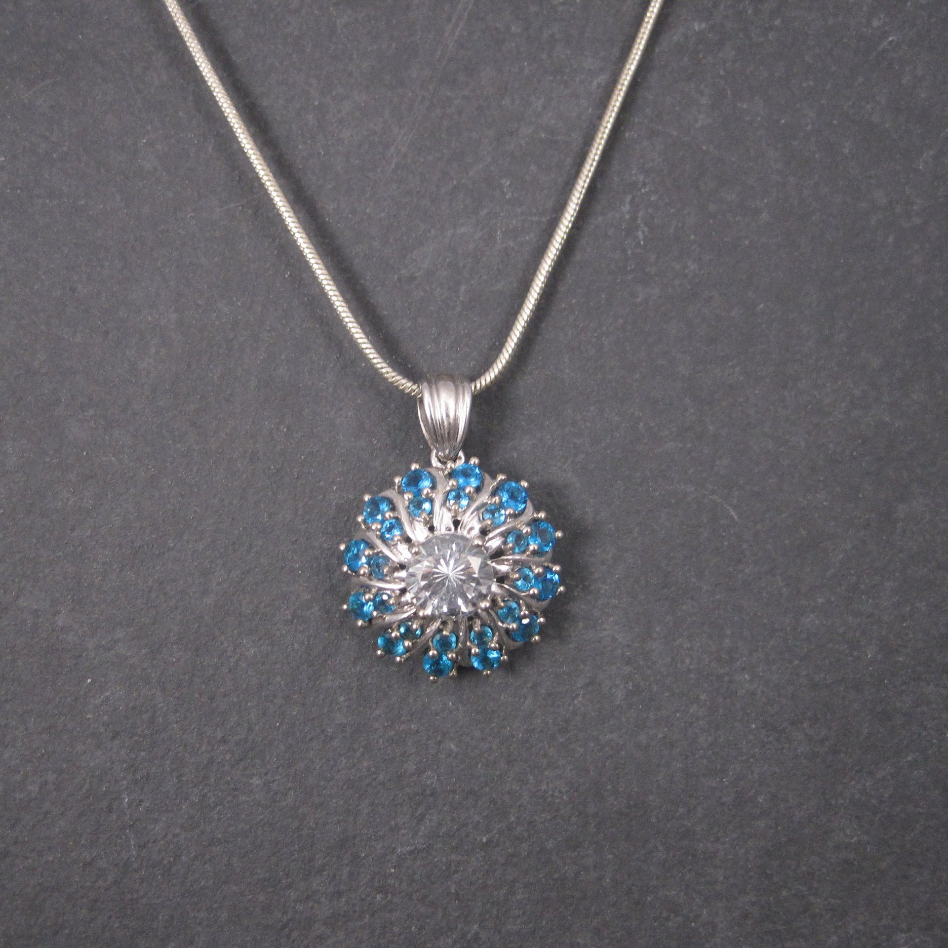 Vintage 10K Aquamarine Apatite Pendant Necklace Chuck Clemency