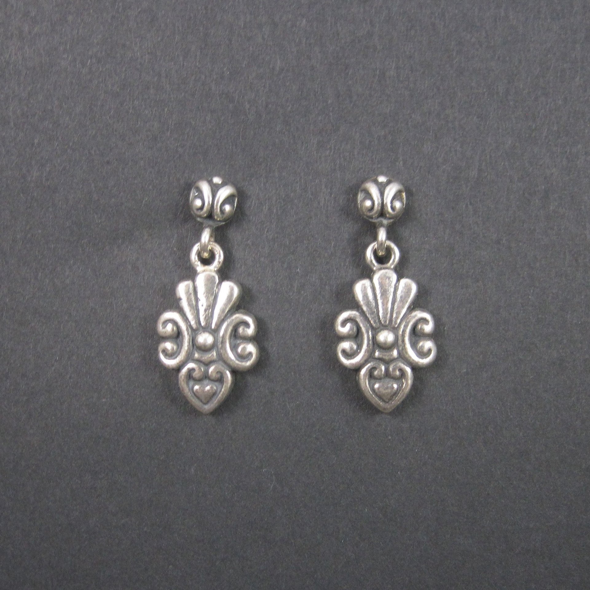 Vintage Sterling Victorian Style Heart Earrings