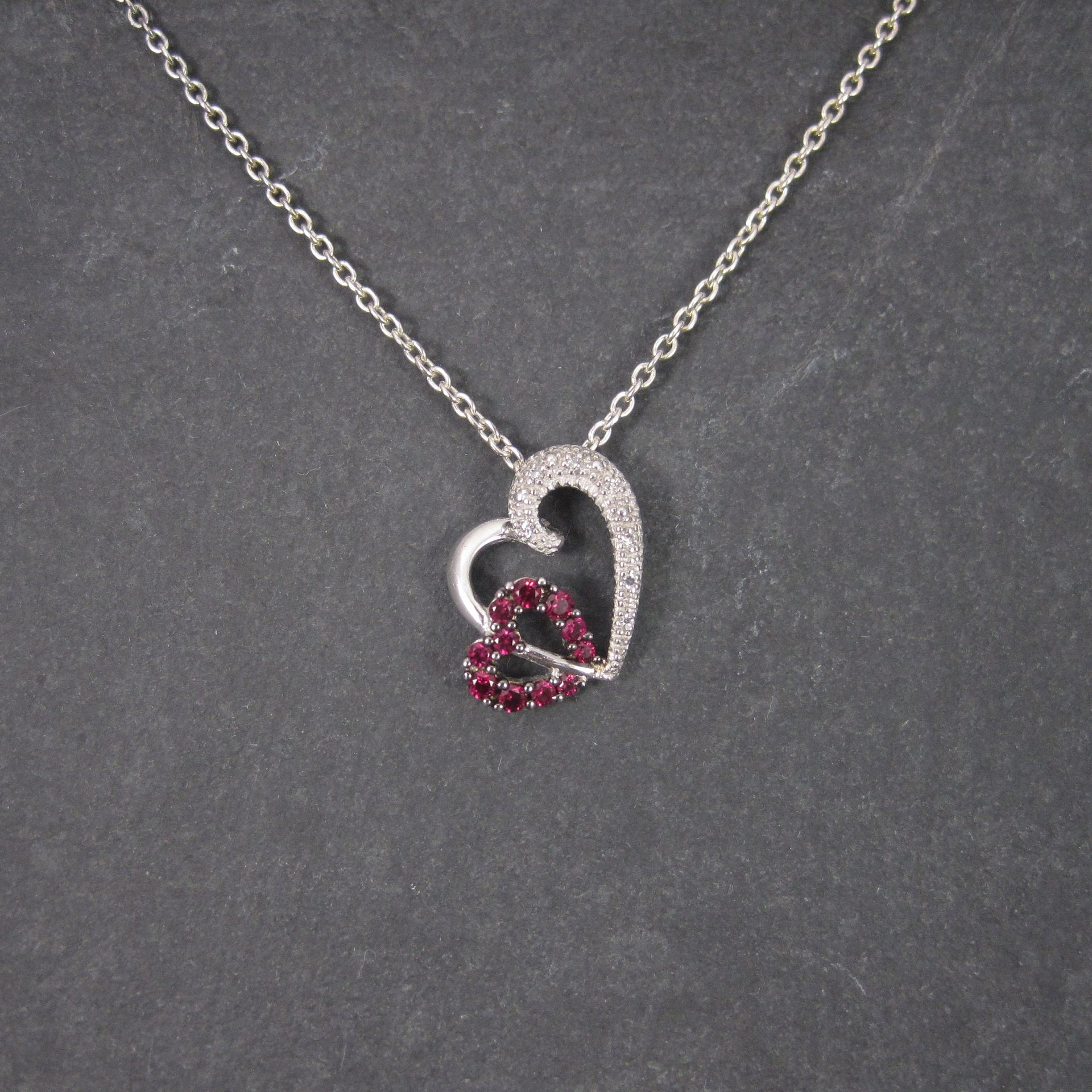 10K Pink Sapphire Diamond Heart Pendant