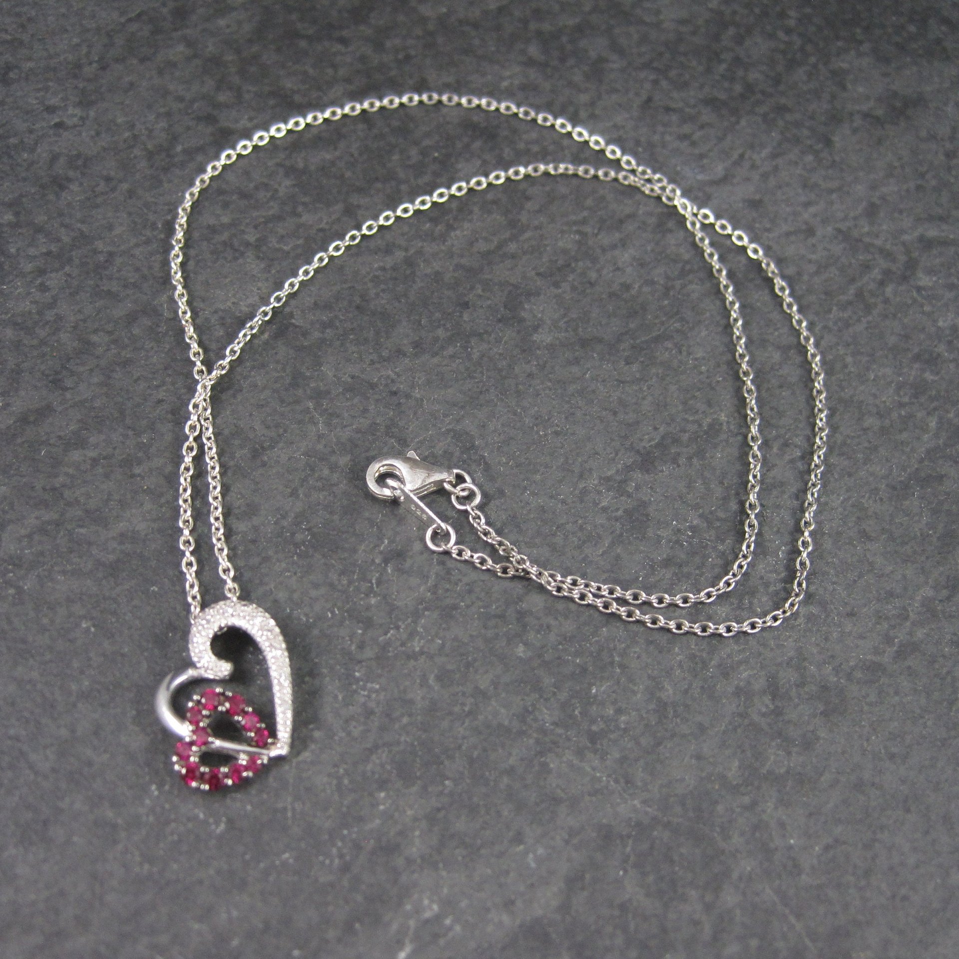 10K Pink Sapphire Diamond Heart Pendant