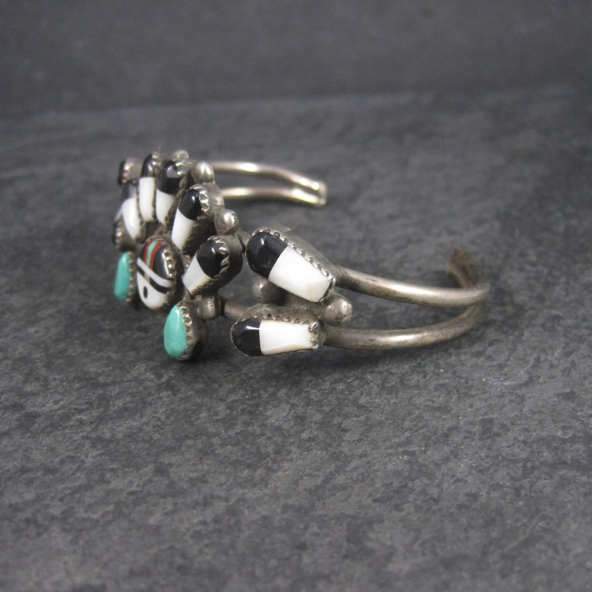 Vintage Sunface Jewelry Set Native American Cuff Bracelet and Ring Size 10