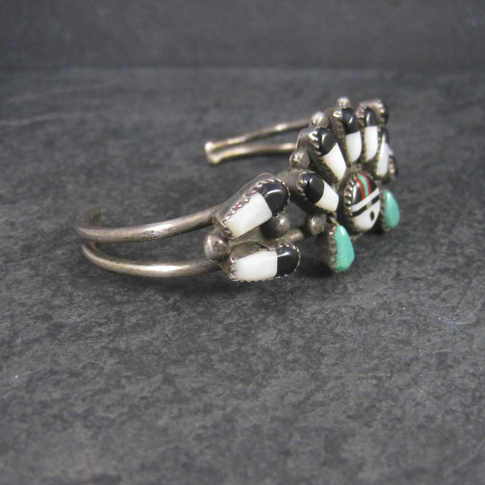 Vintage Sunface Jewelry Set Native American Cuff Bracelet and Ring Size 10