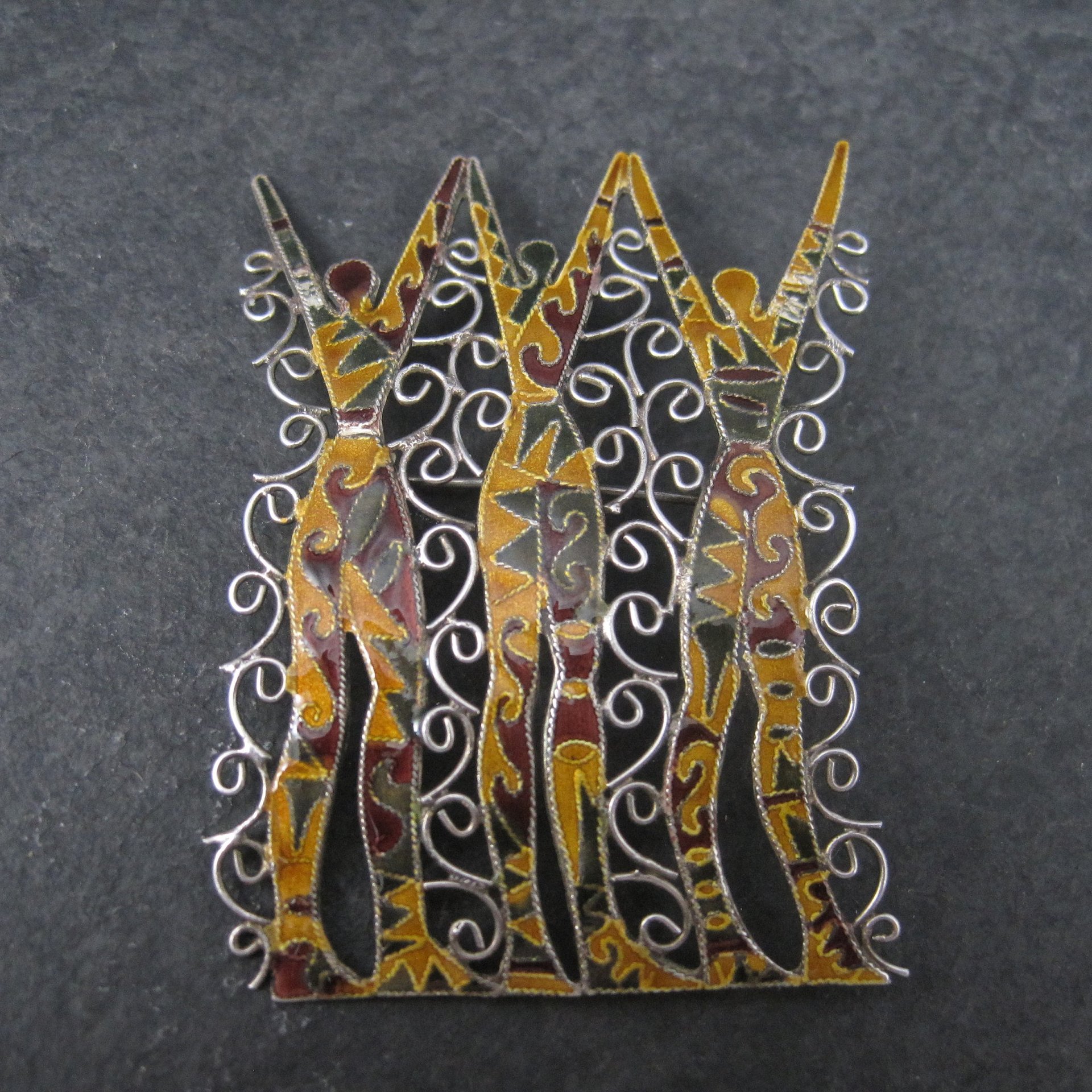 Celebrating Women Brooch Vintage Sterling Silver and Enamel