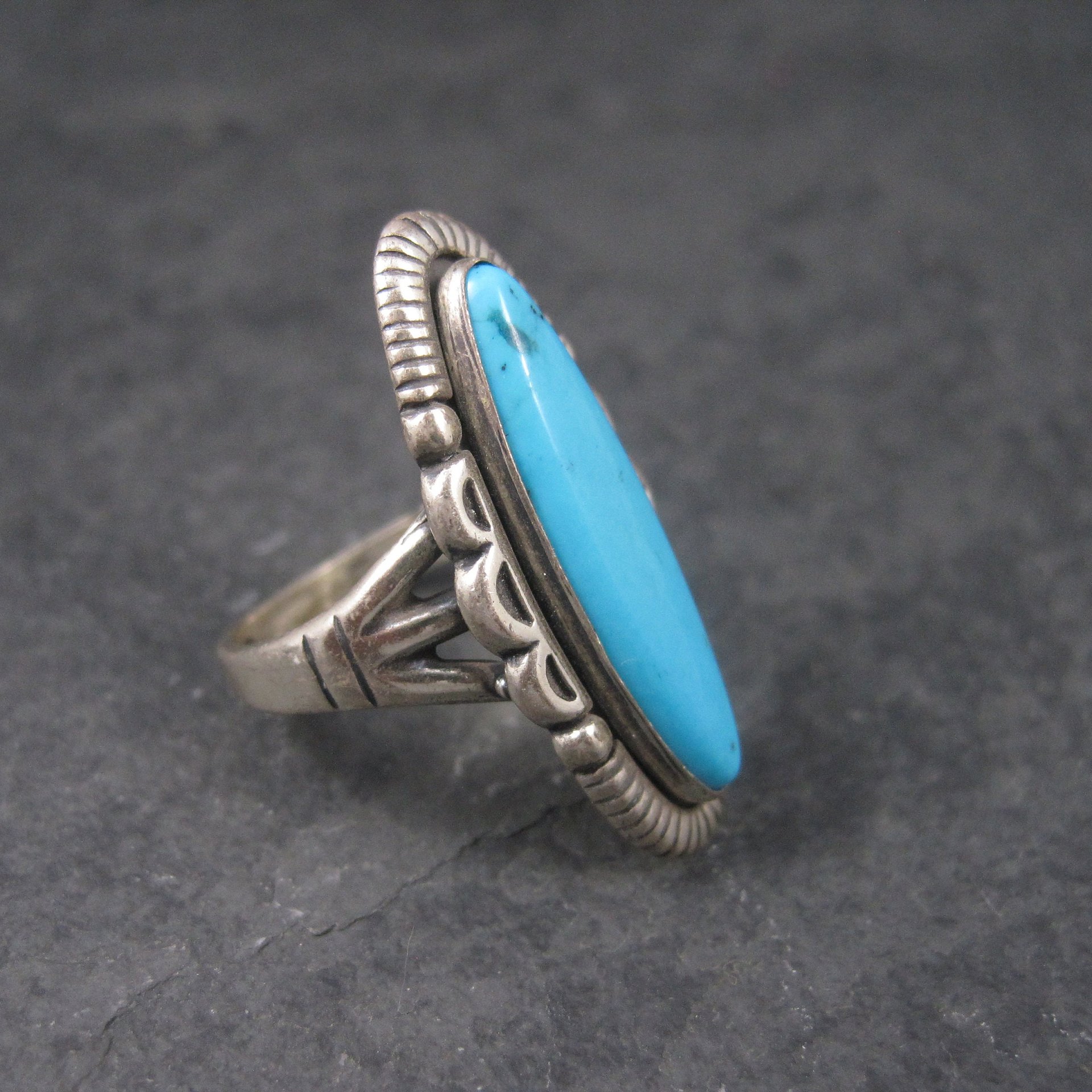 Vintage Turquoise Ring Size 6 Southwestern Sterling Silver