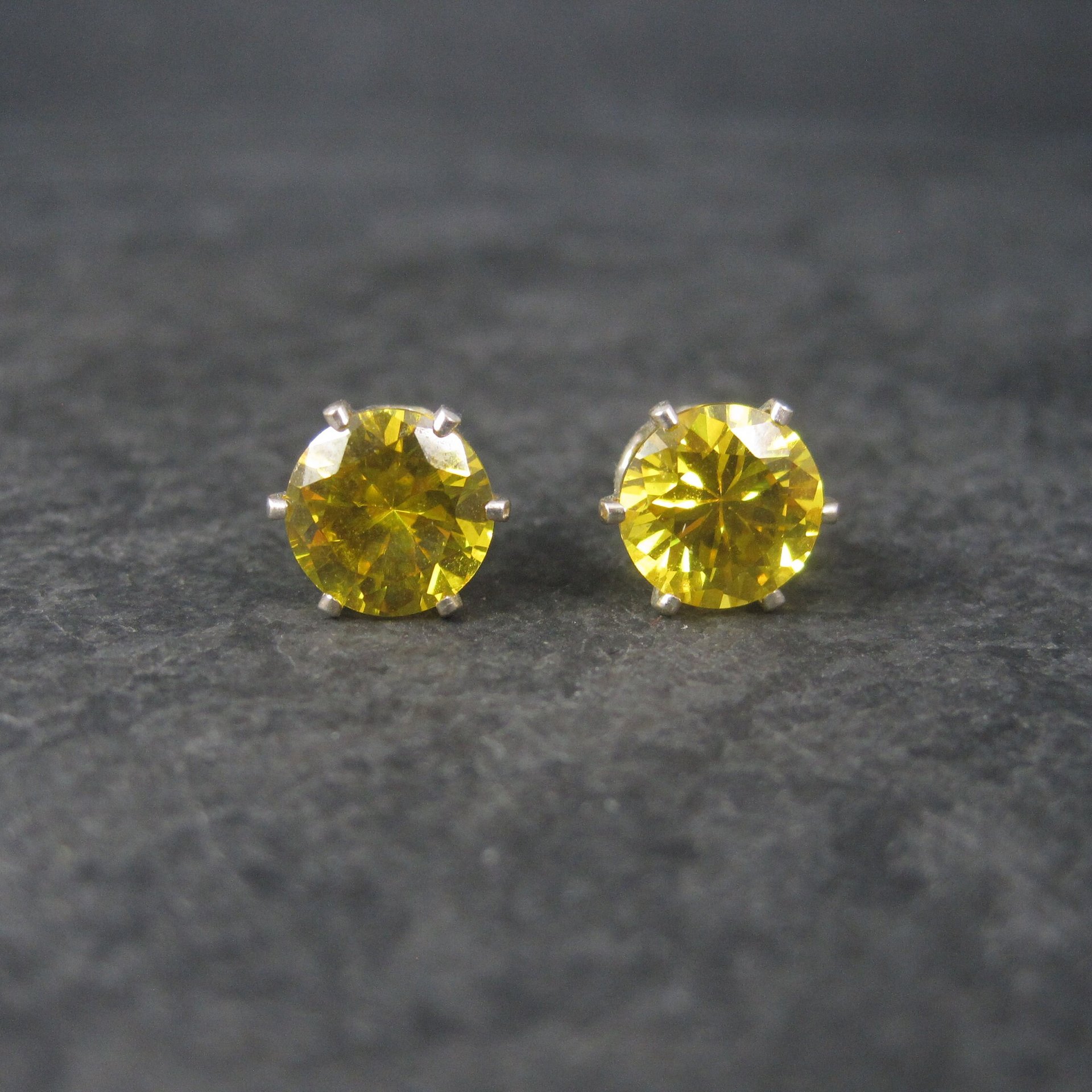 Yellow Birthstone Sterling Stud Earrings 8mm