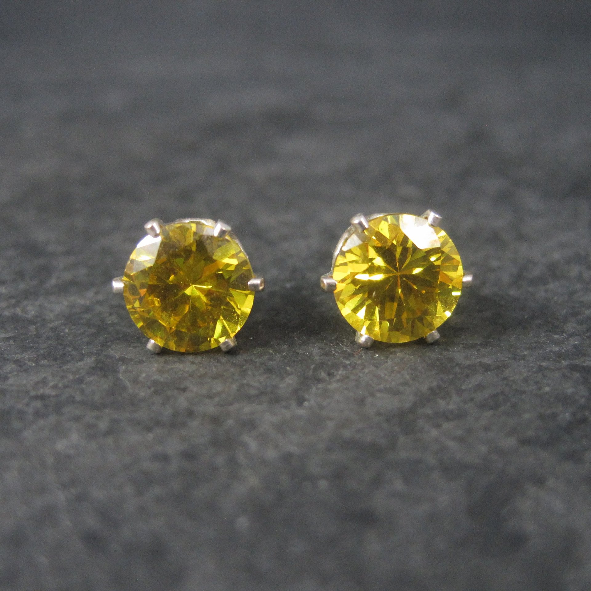 Yellow Birthstone Sterling Stud Earrings 8mm