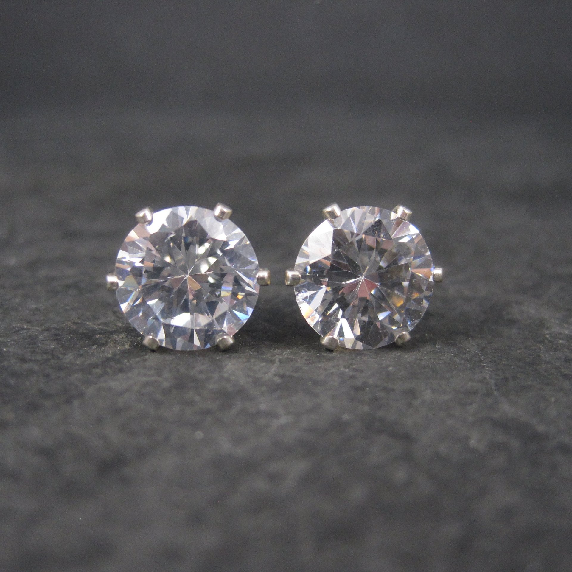 April Birthstone Sterling Stud Earrings 10mm