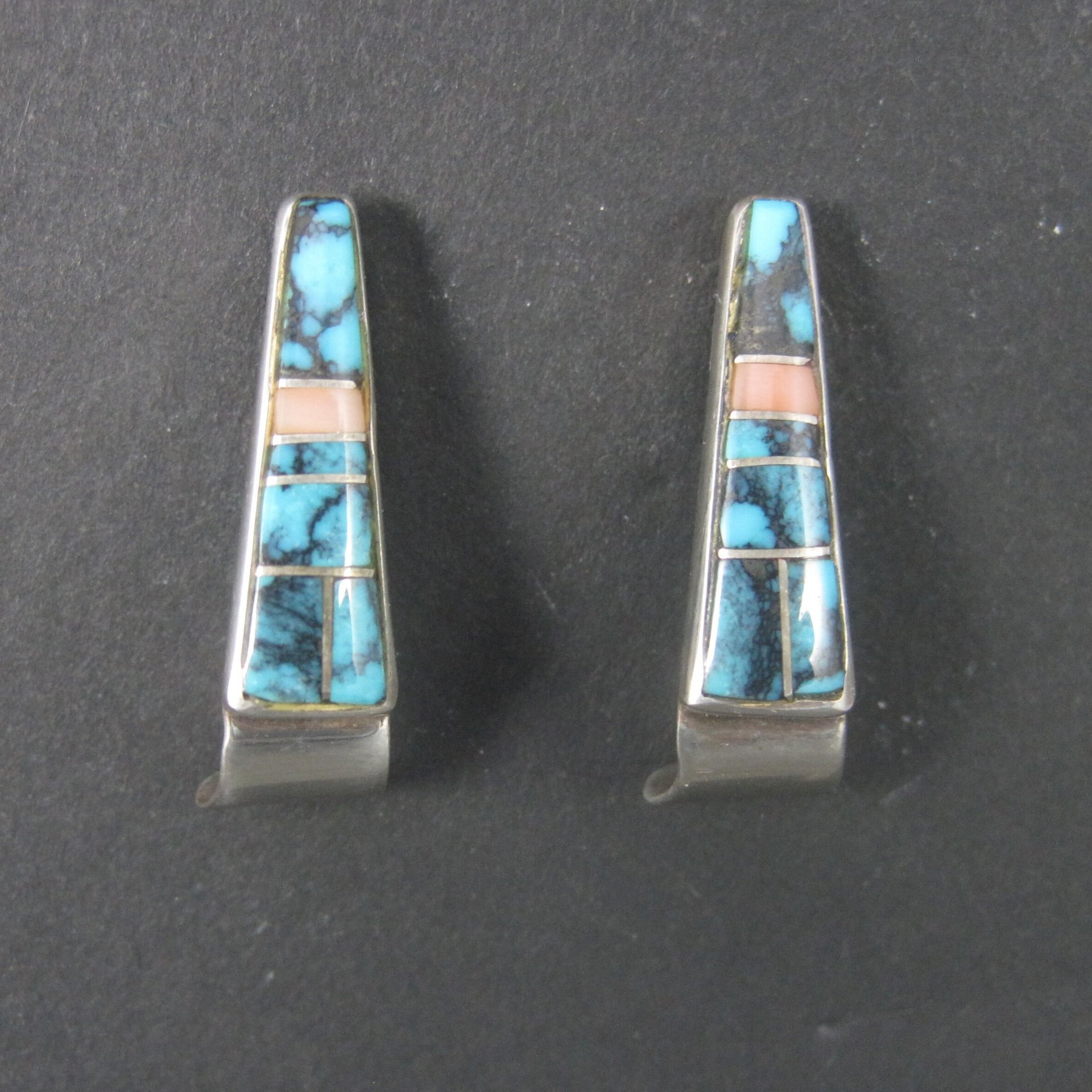 Zuni Turquoise Inlay Earrings Sterling