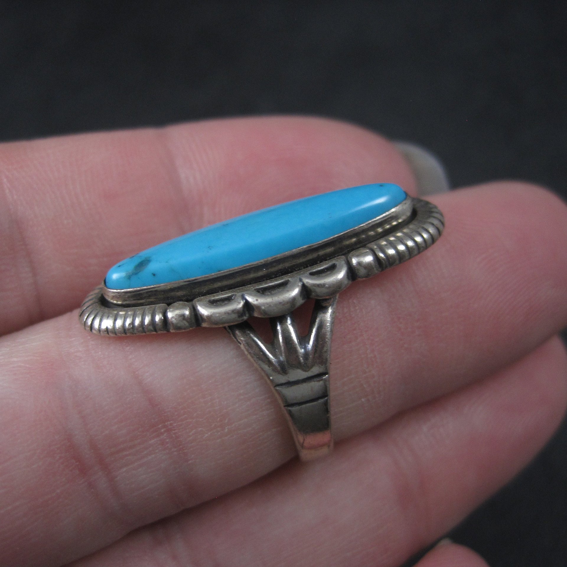 Vintage Turquoise Ring Size 6 Southwestern Sterling Silver