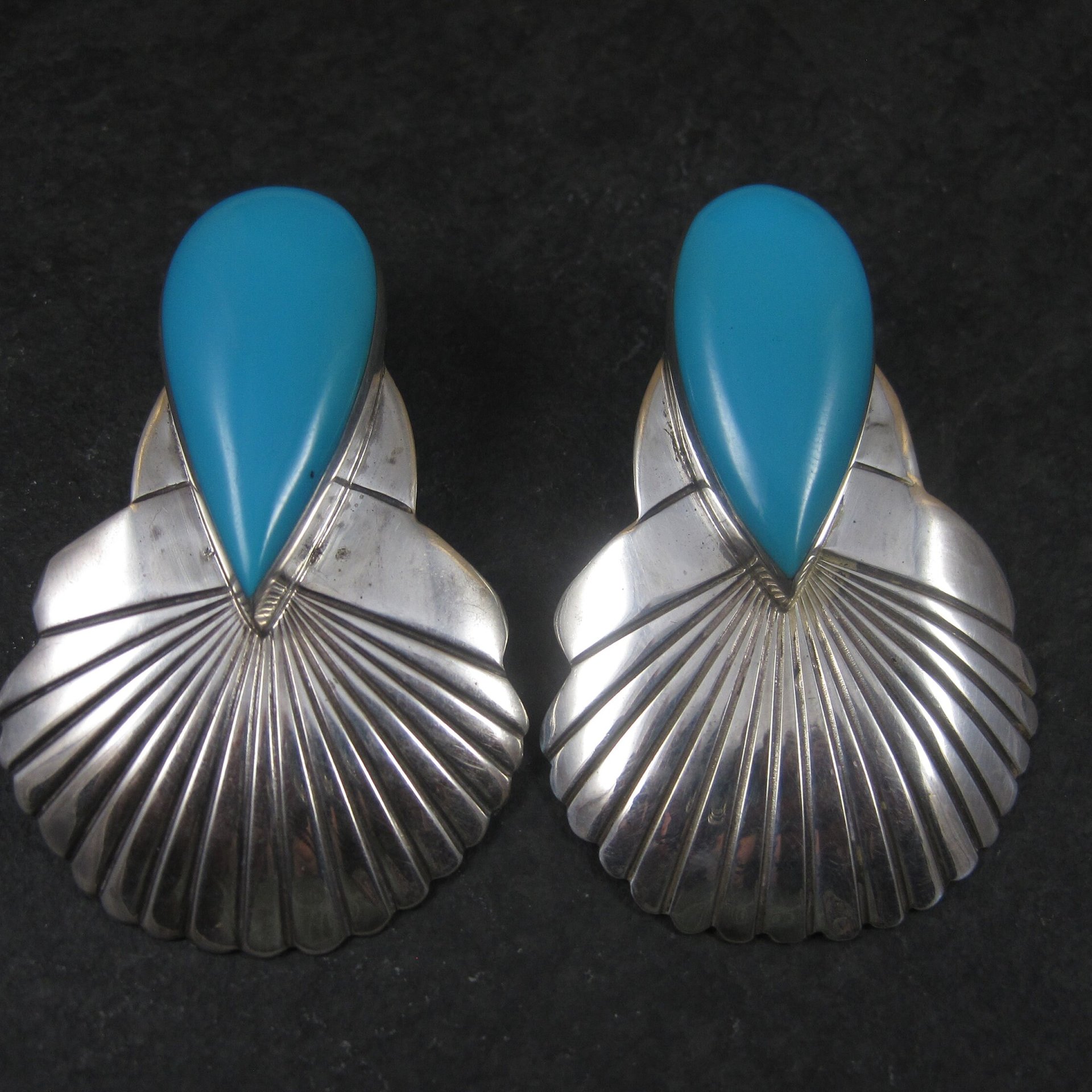 Large Vintage Navajo Turquoise Statement Earrings