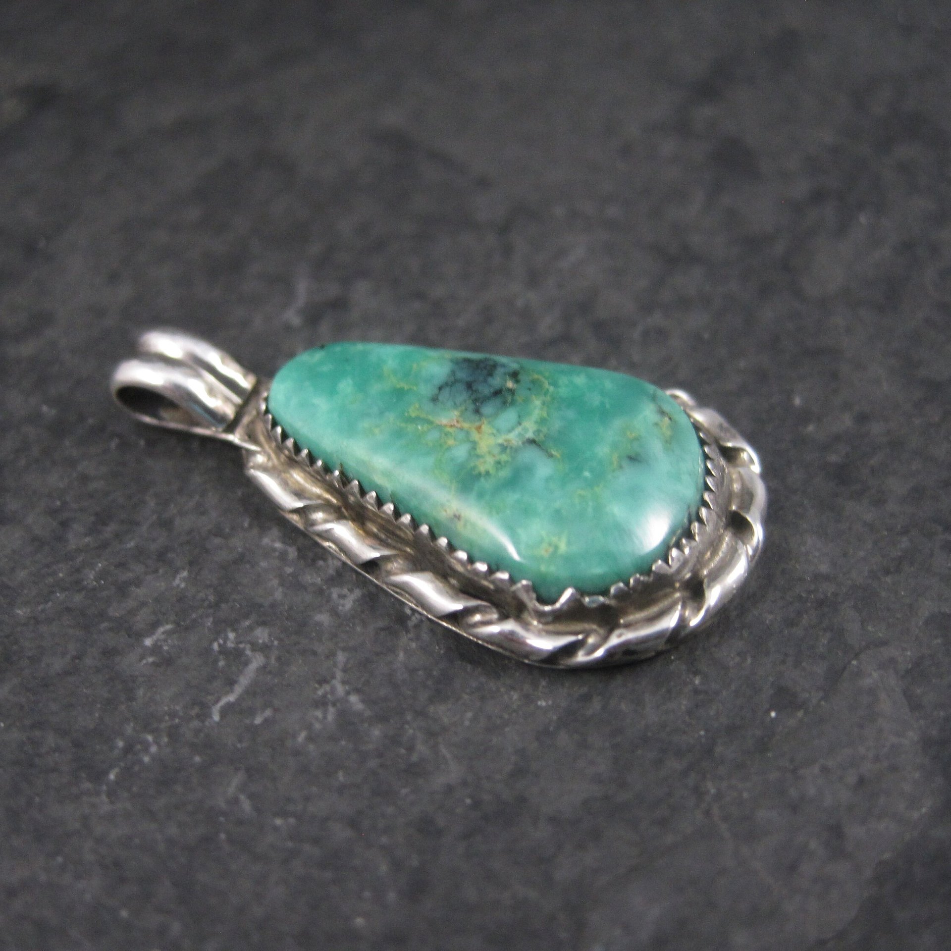 Vintage Southwestern Sterling Chrysocolla Pendant