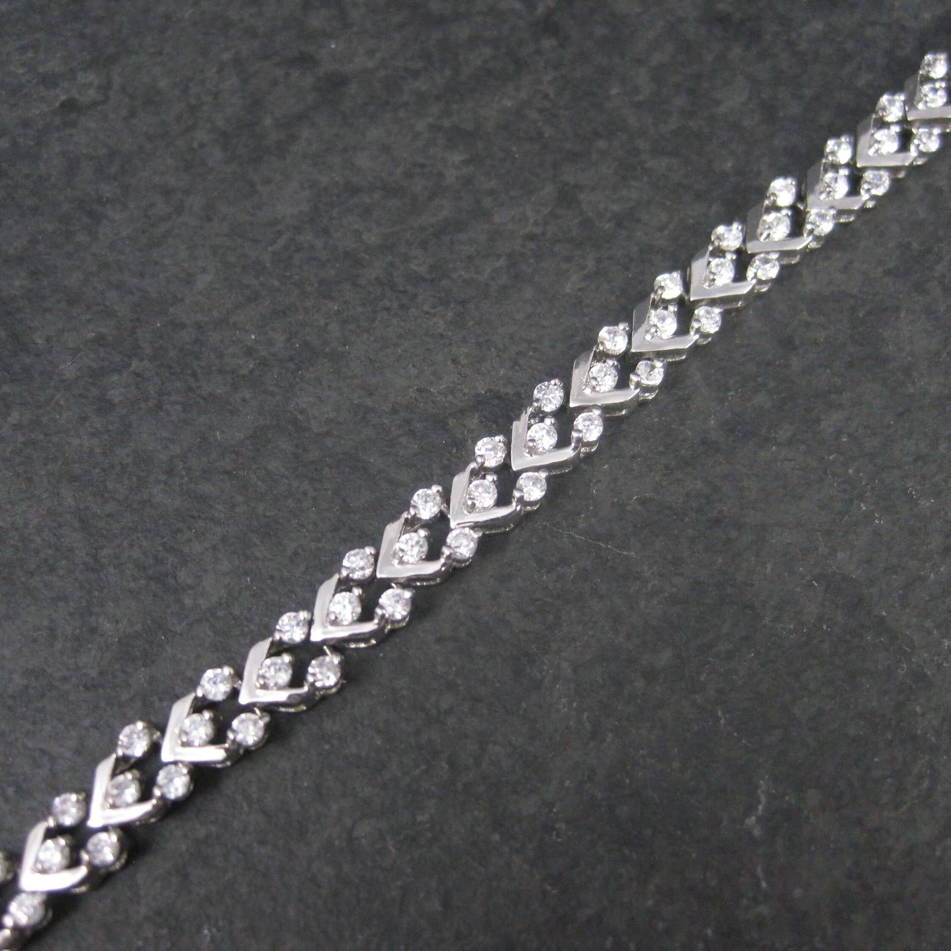 Vintage 90s Sterling Silver Cubic Zirconia Bracelet 7 Inches