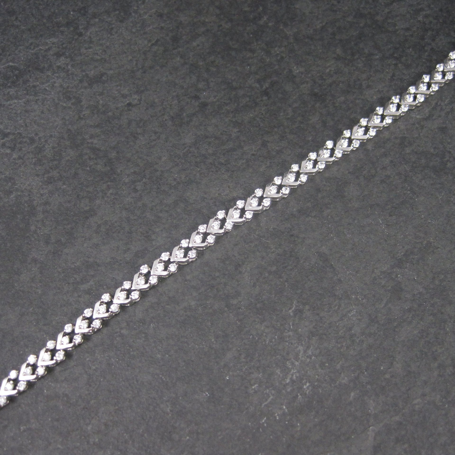 Vintage 90s Sterling Silver Cubic Zirconia Bracelet 7 Inches