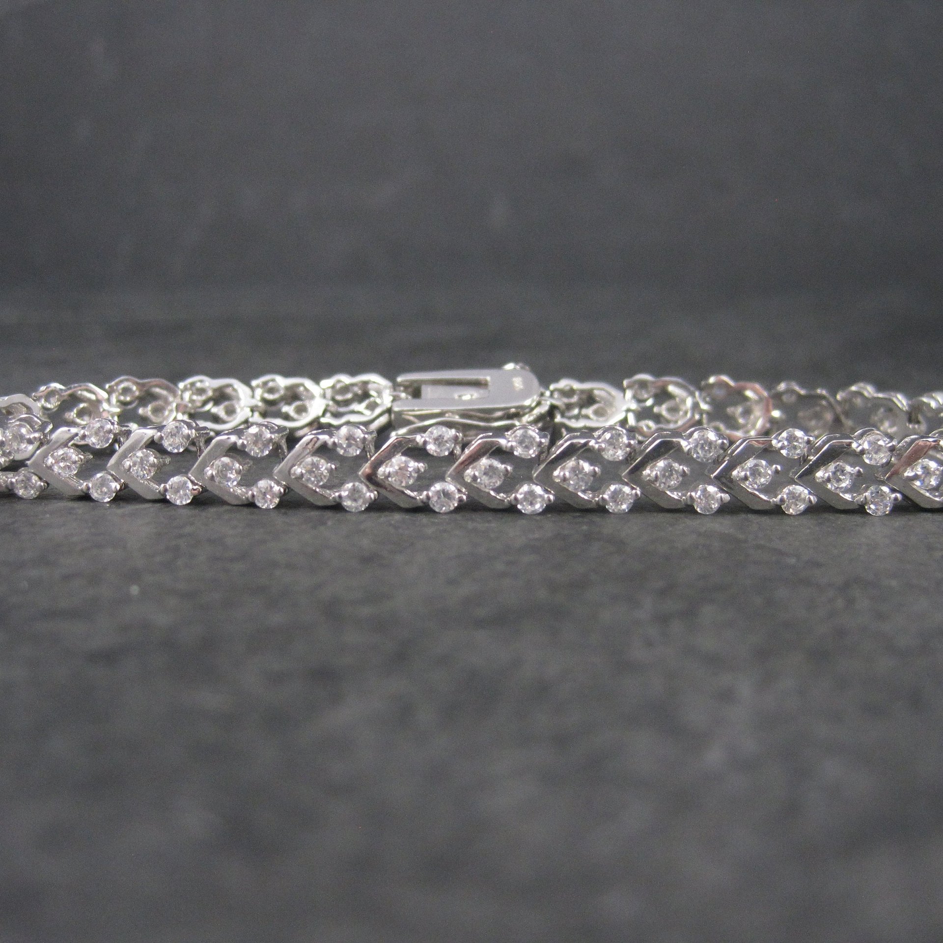 Vintage 90s Sterling Silver Cubic Zirconia Bracelet 7 Inches