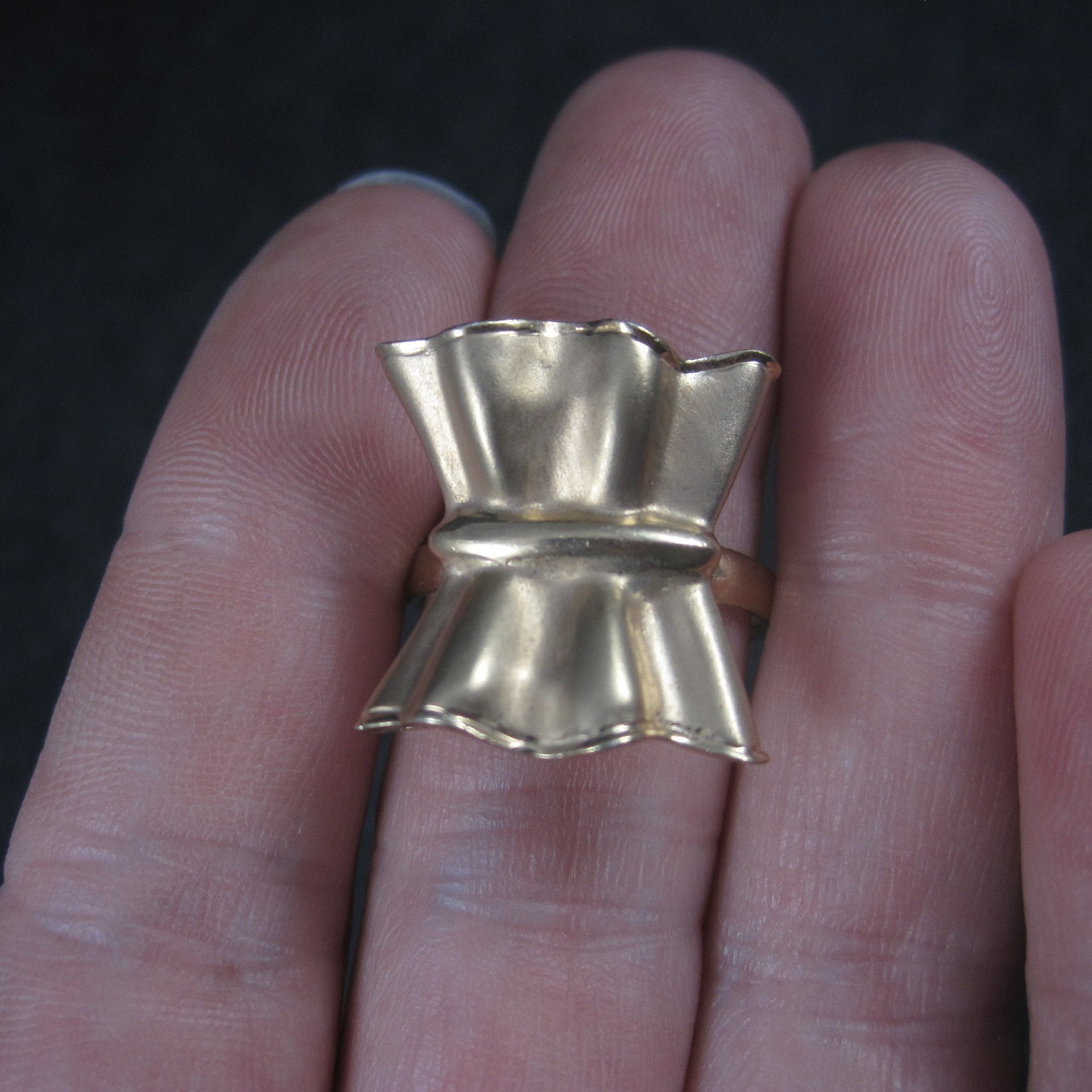 Vintage 18K Vermeil Sterling Textured Bow Ring Charles Garnier Size 8