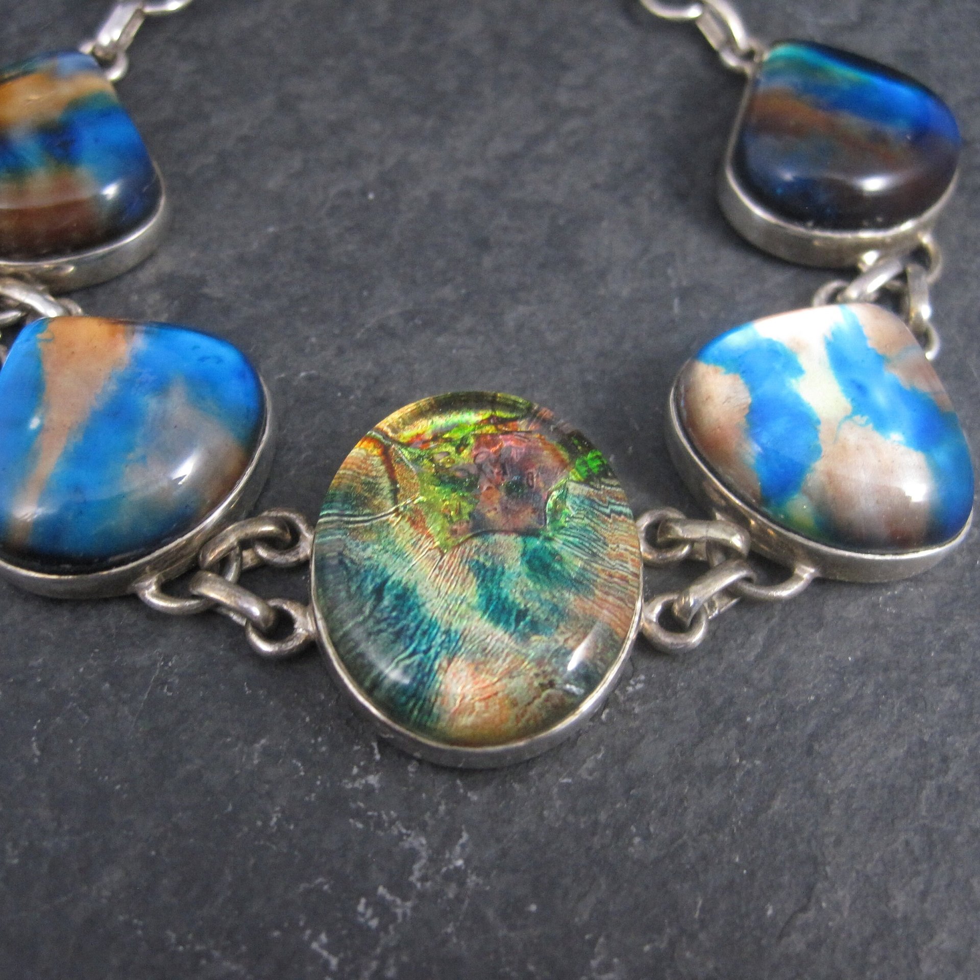 Sterling Silver Dichroic Glass Bracelet