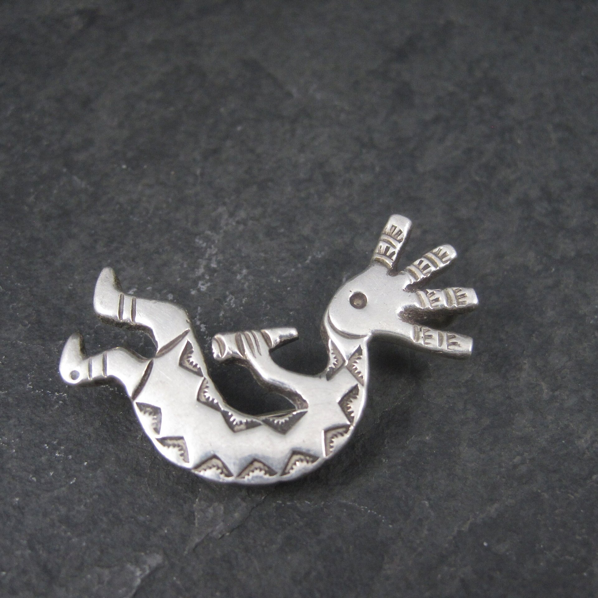 Signed Vintage Southwestern Sterling Kokopelli Brooch Pendant