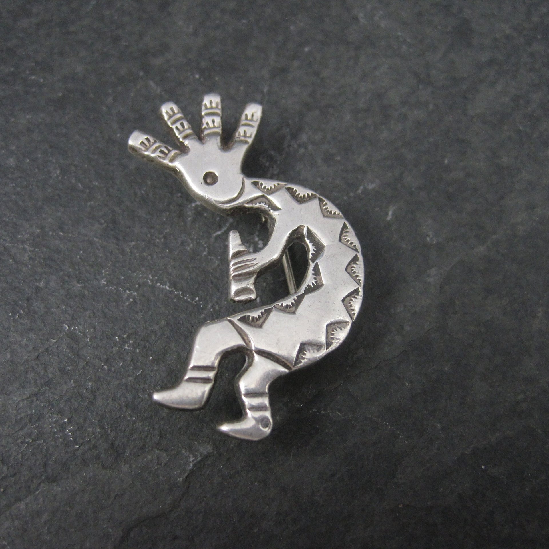 Signed Vintage Southwestern Sterling Kokopelli Brooch Pendant