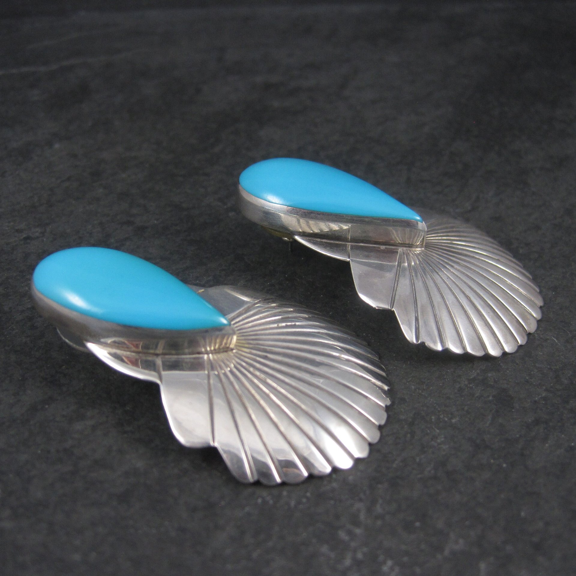 Large Vintage Navajo Turquoise Statement Earrings