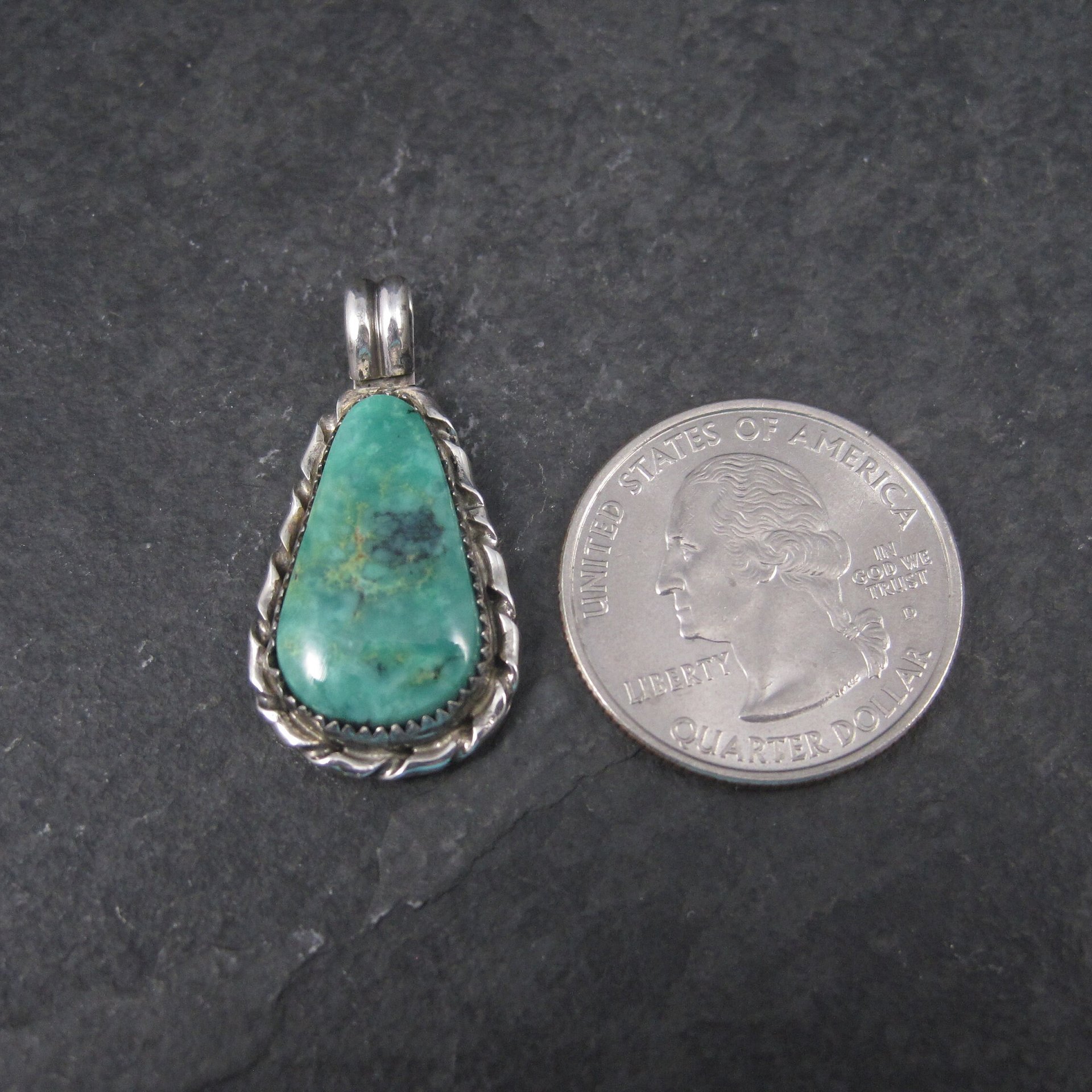 Vintage Southwestern Sterling Chrysocolla Pendant