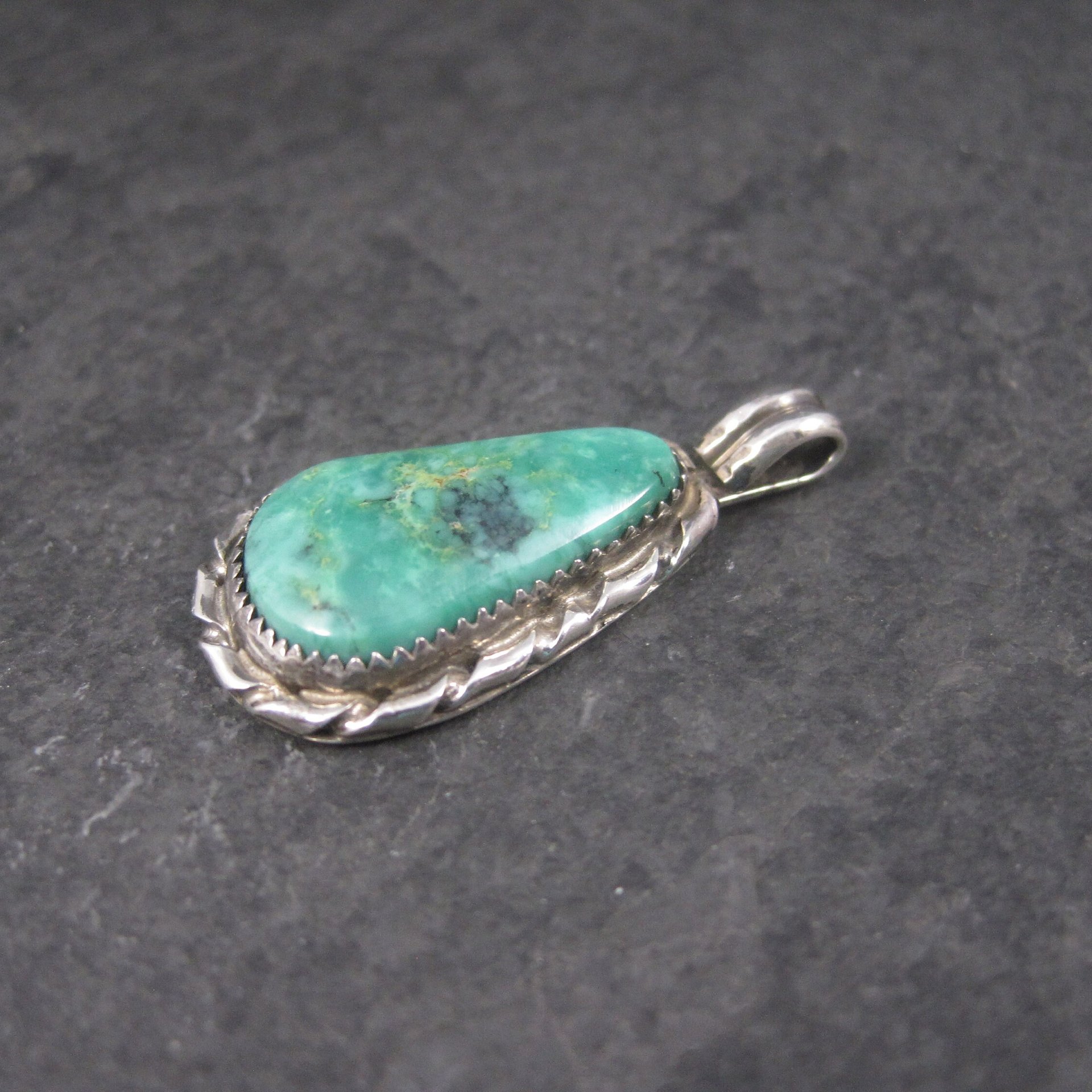 Vintage Southwestern Sterling Chrysocolla Pendant