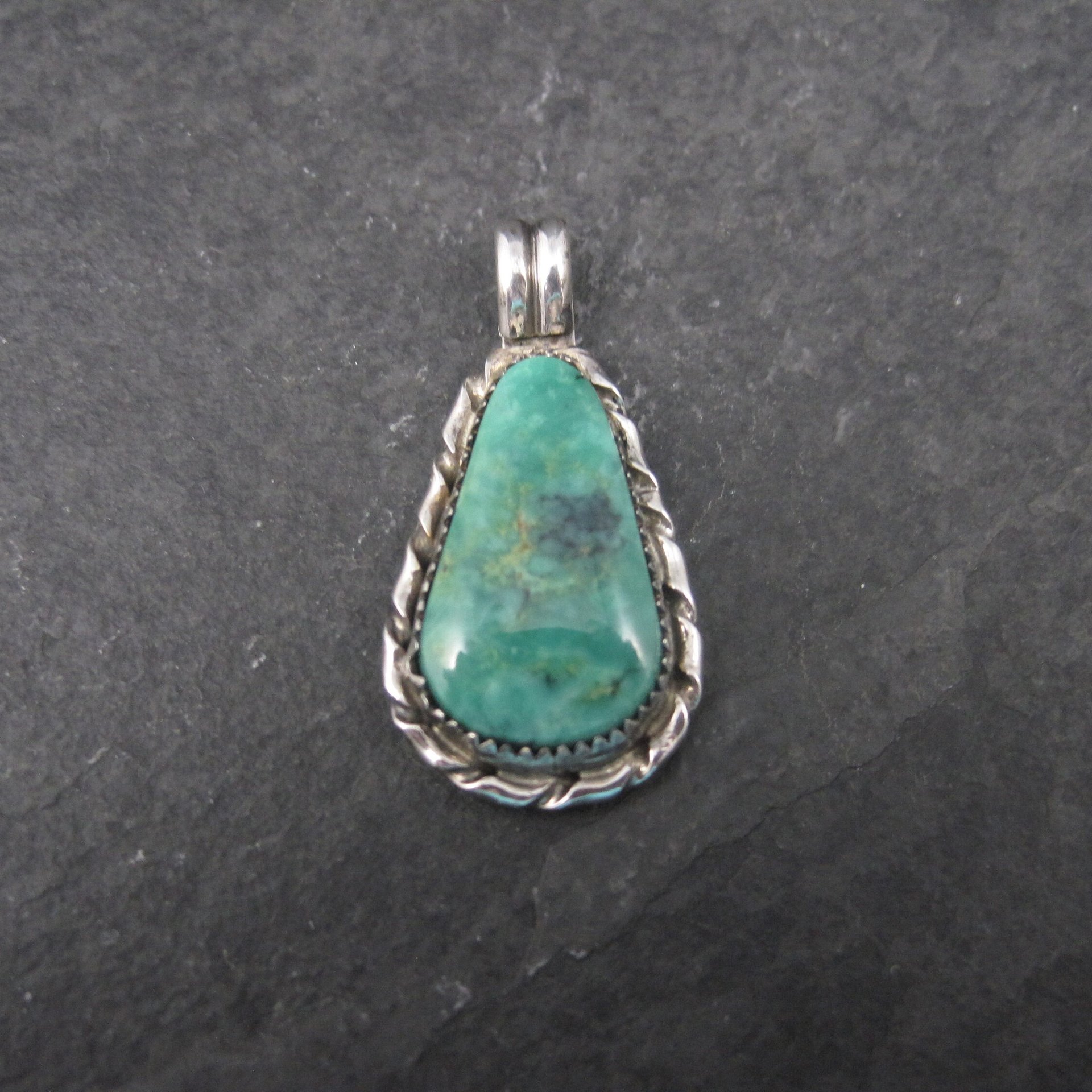 Vintage Southwestern Sterling Chrysocolla Pendant