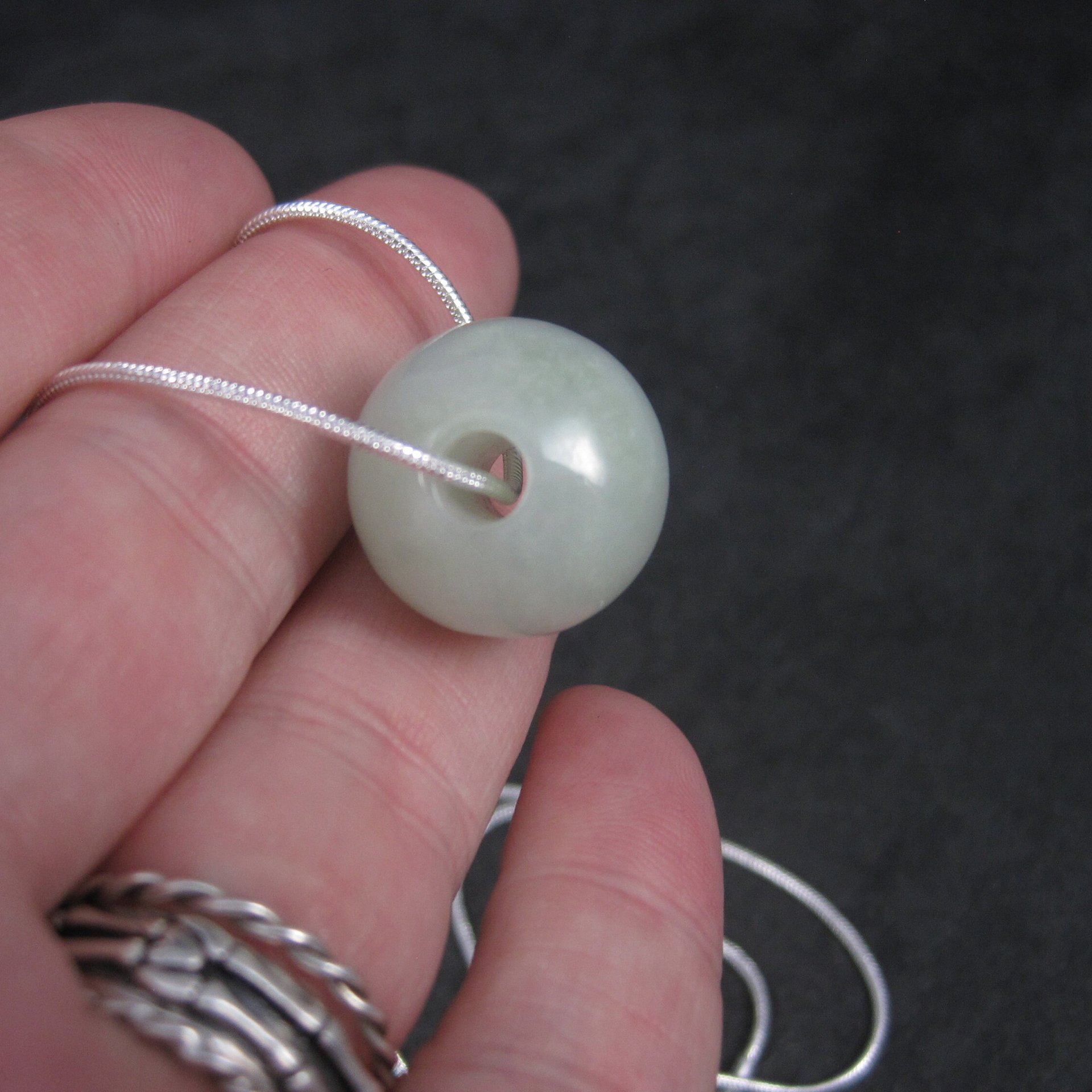 Estate Jade Bead Pendant Necklace