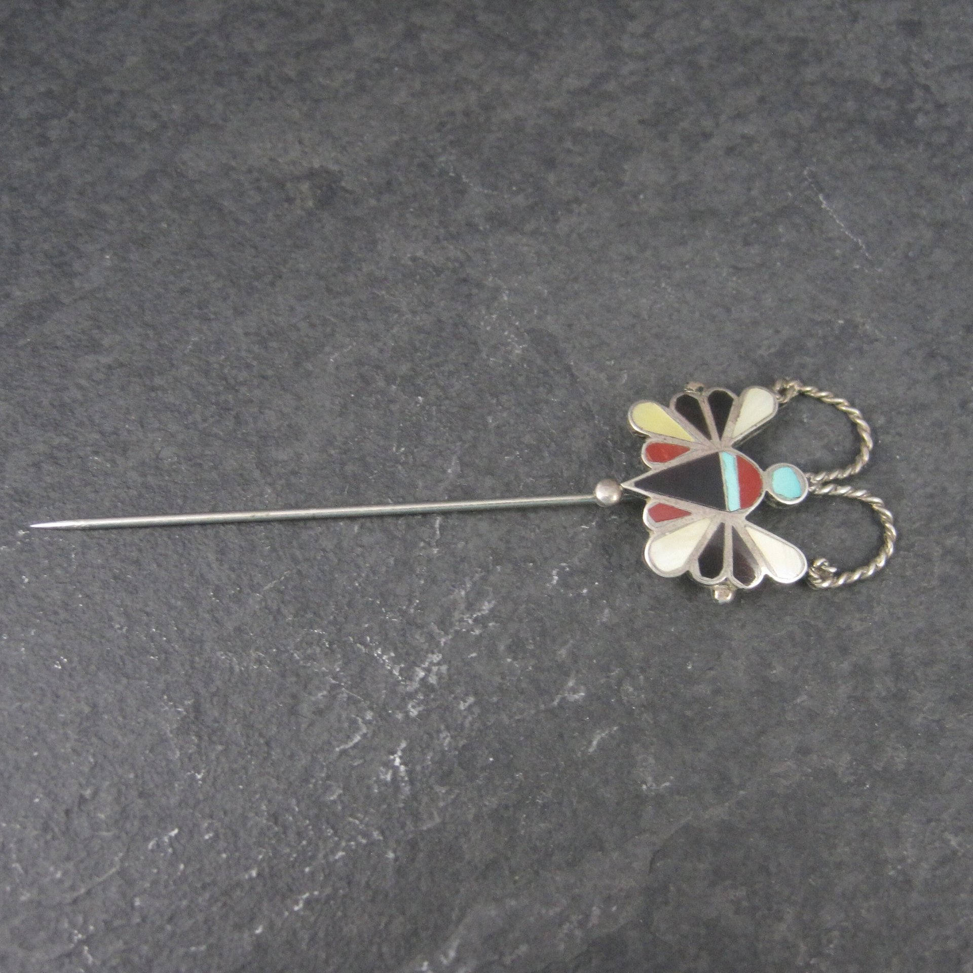 Estate Southwestern Sterling Inlay Butterfly Stick Pin