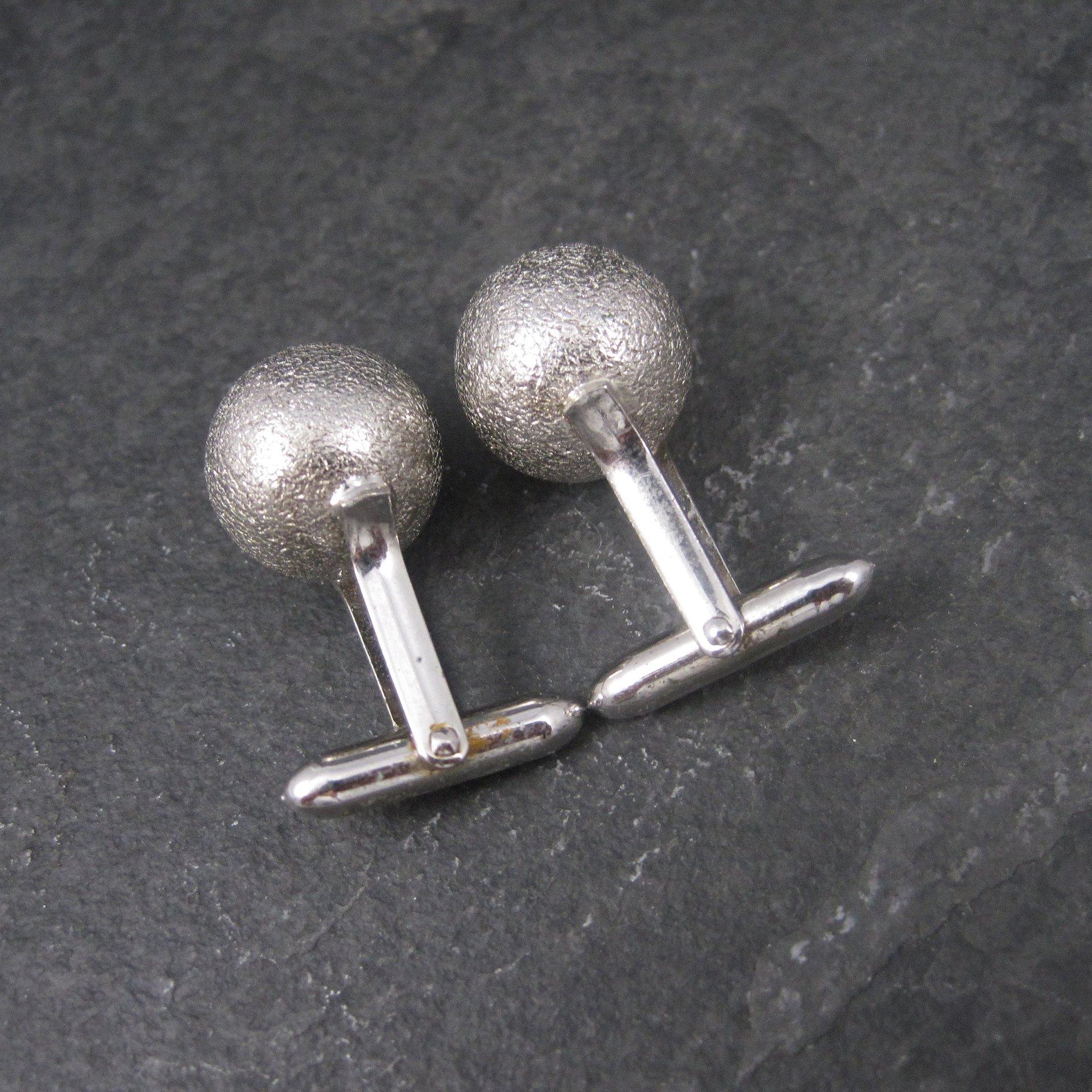 Estate Sterling Textured Sphere Cufflinks
