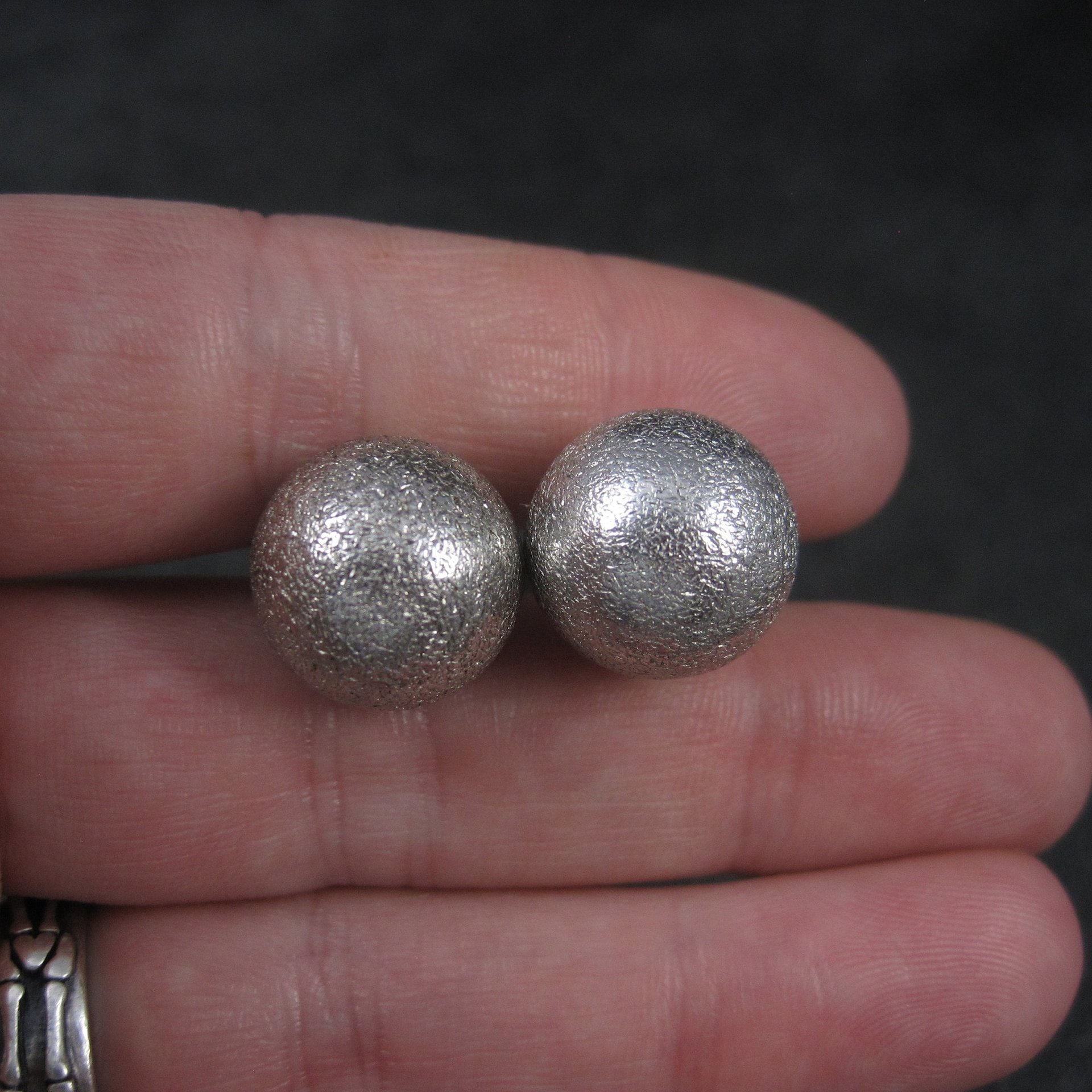 Estate Sterling Textured Sphere Cufflinks