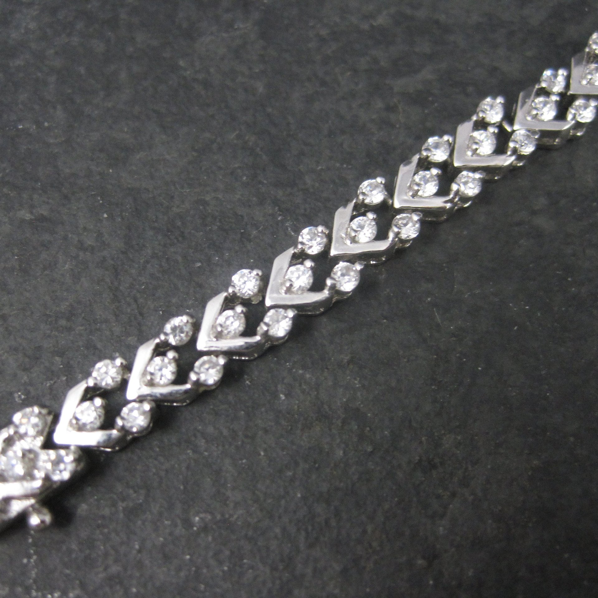 Vintage 90s Sterling Silver Cubic Zirconia Bracelet 7 Inches