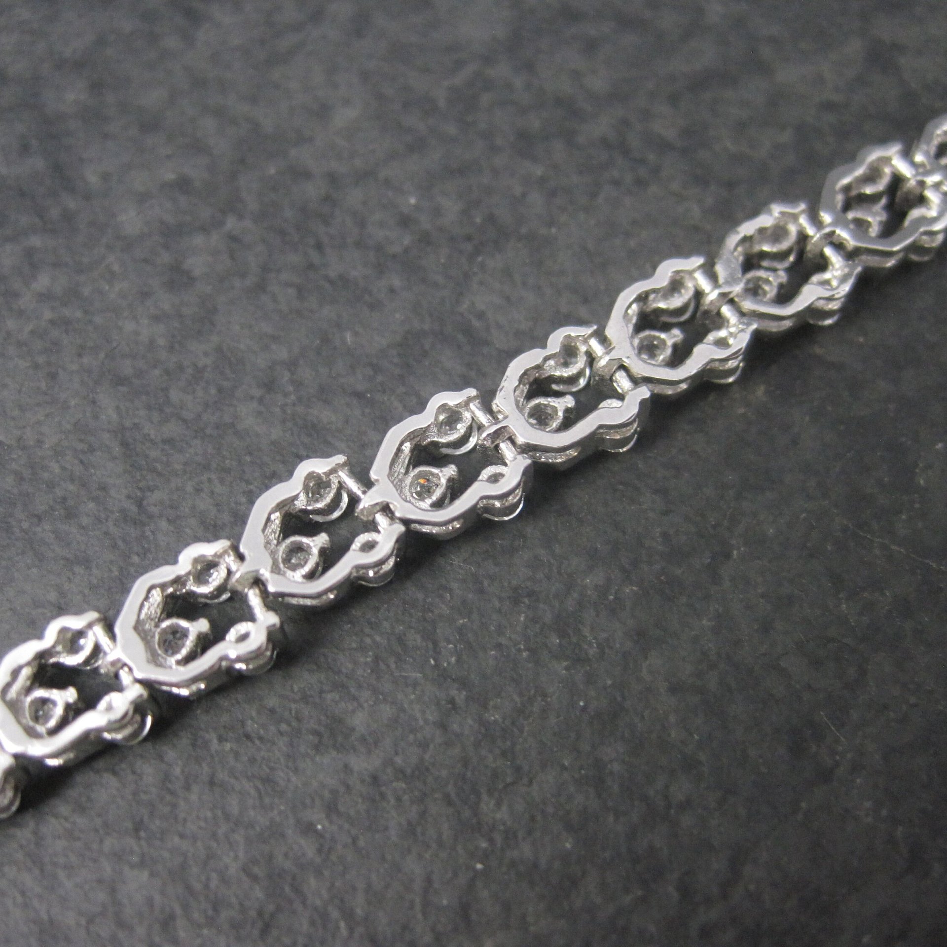 Vintage 90s Sterling Silver Cubic Zirconia Bracelet 7 Inches