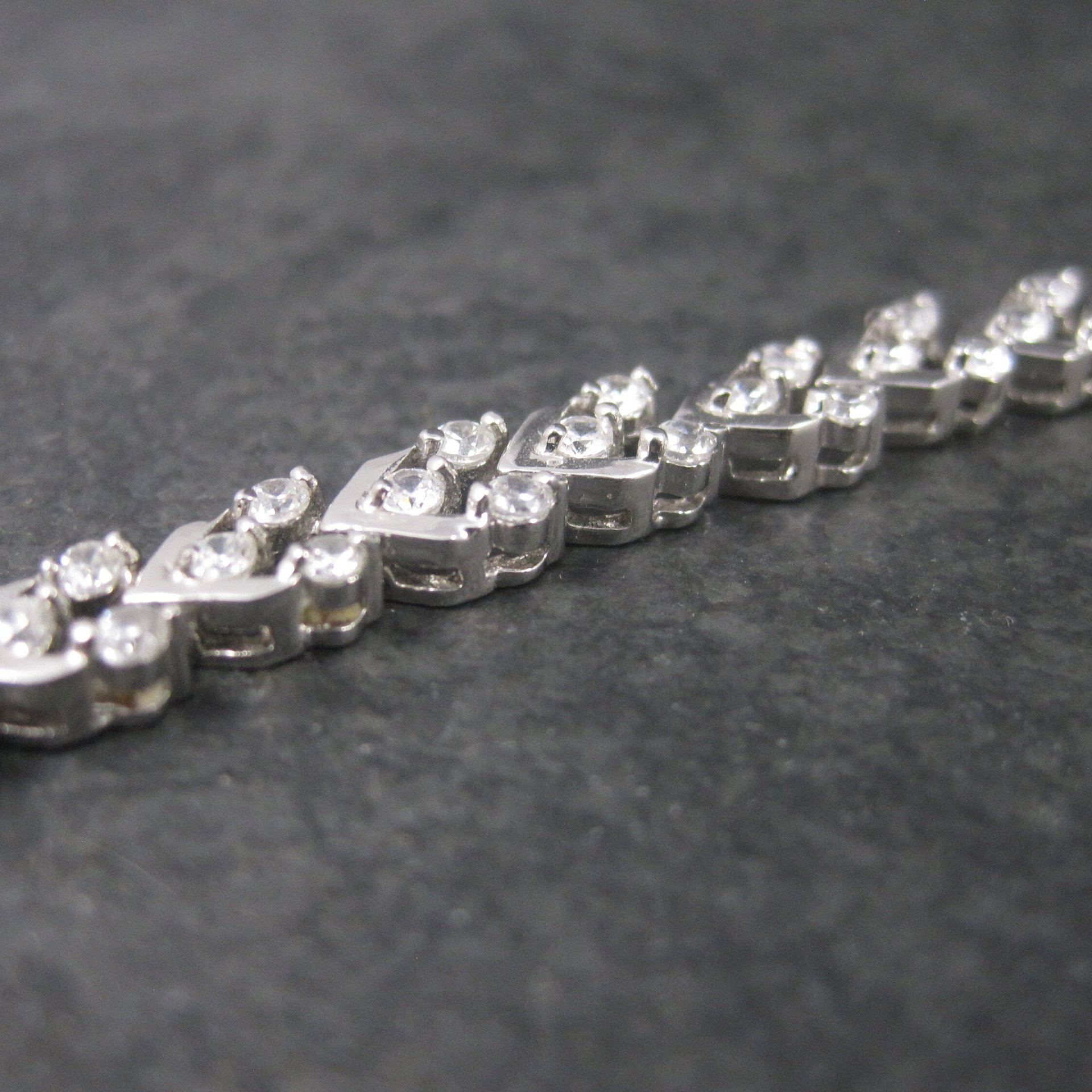 Vintage 90s Sterling Silver Cubic Zirconia Bracelet 7 Inches