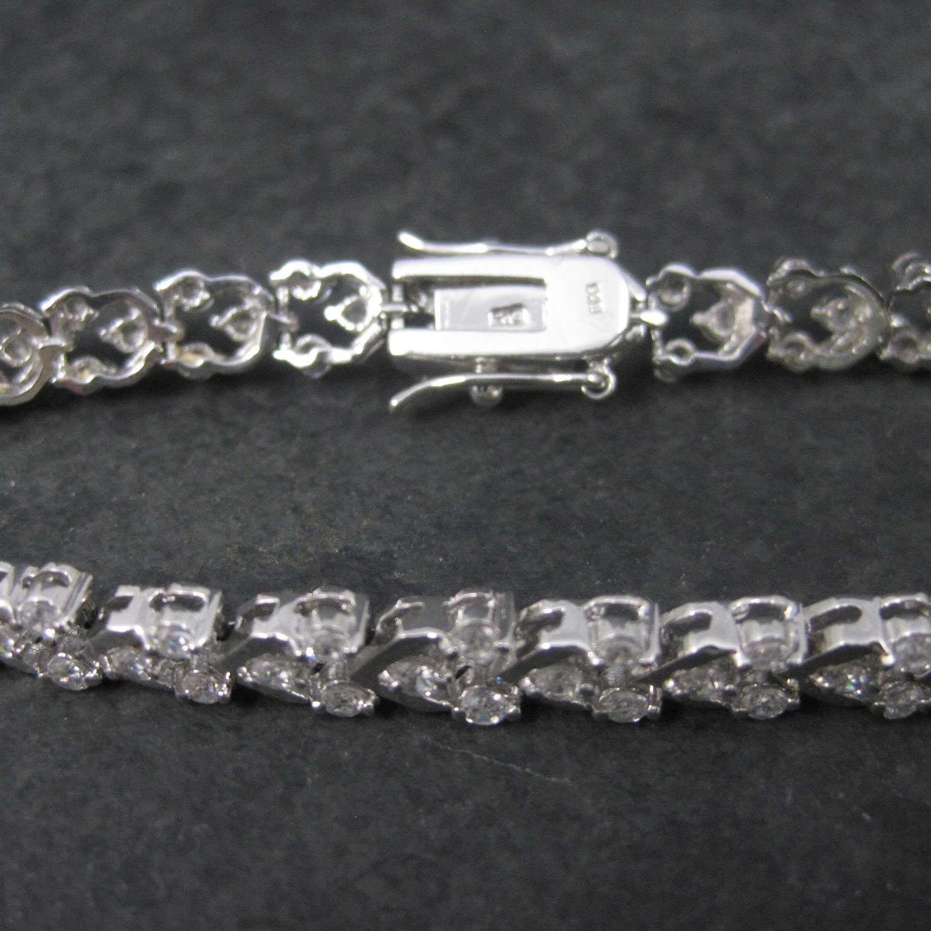 Vintage 90s Sterling Silver Cubic Zirconia Bracelet 7 Inches