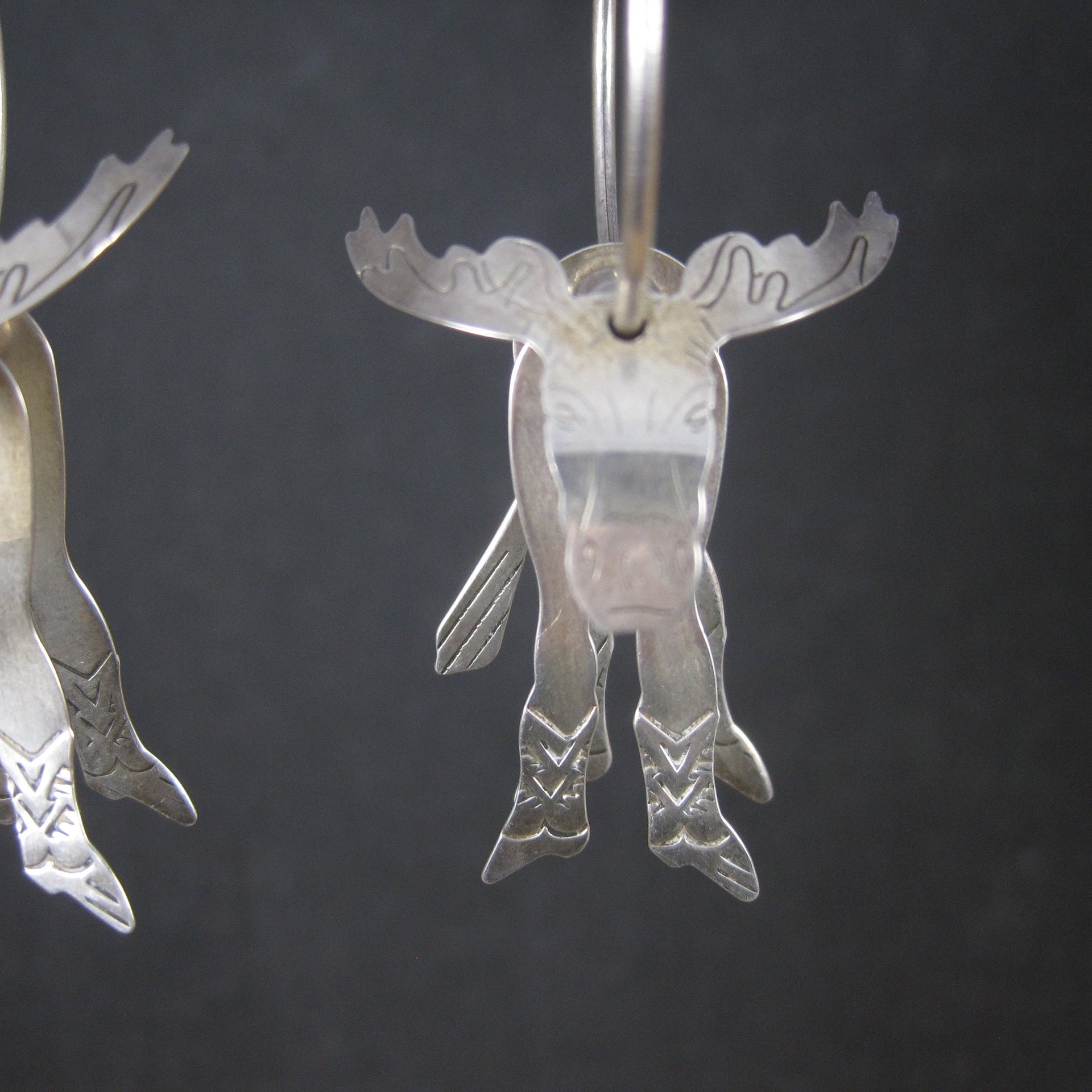 Vintage Moose Hoop Earrings | Southwestern Sterling Silver Estate Jewelry