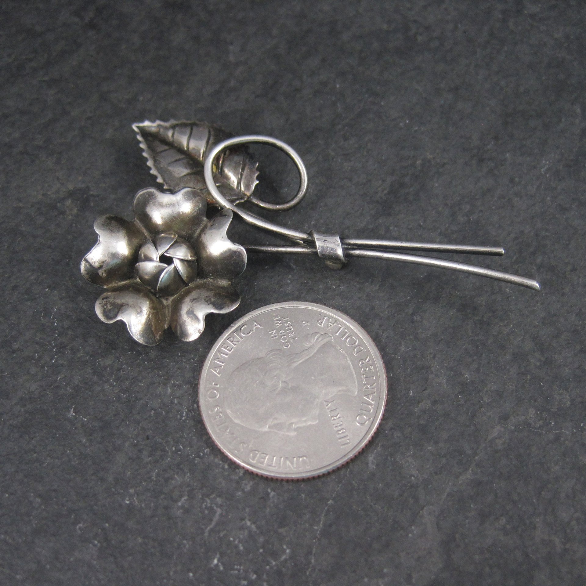 Vintage Sterling Flower Brooch