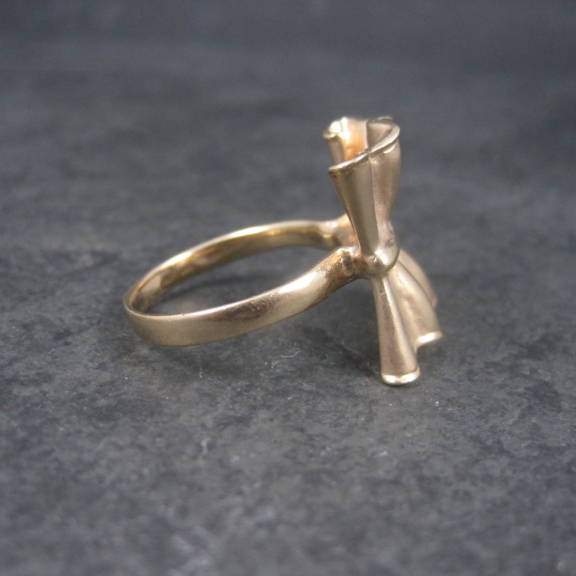 Vintage 18K Vermeil Sterling Textured Bow Ring Charles Garnier Size 8